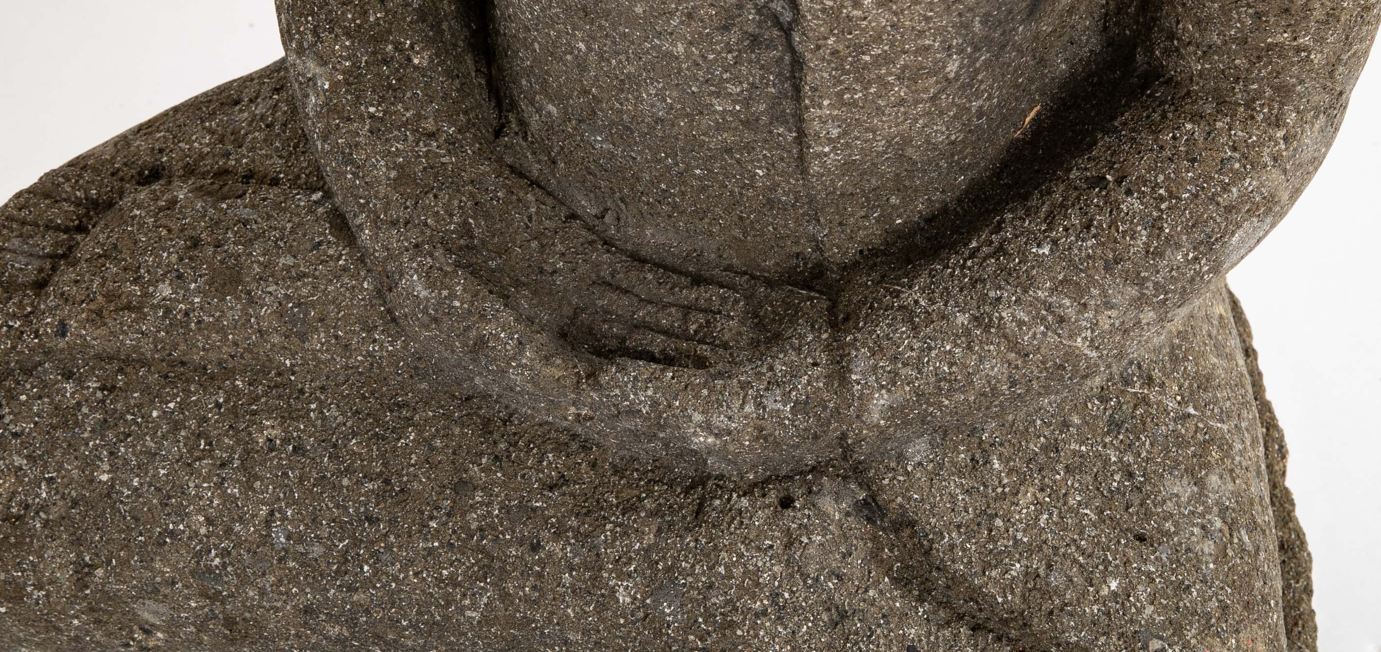 Green River Stone Sculpture of a Seated Buddha from Bali
