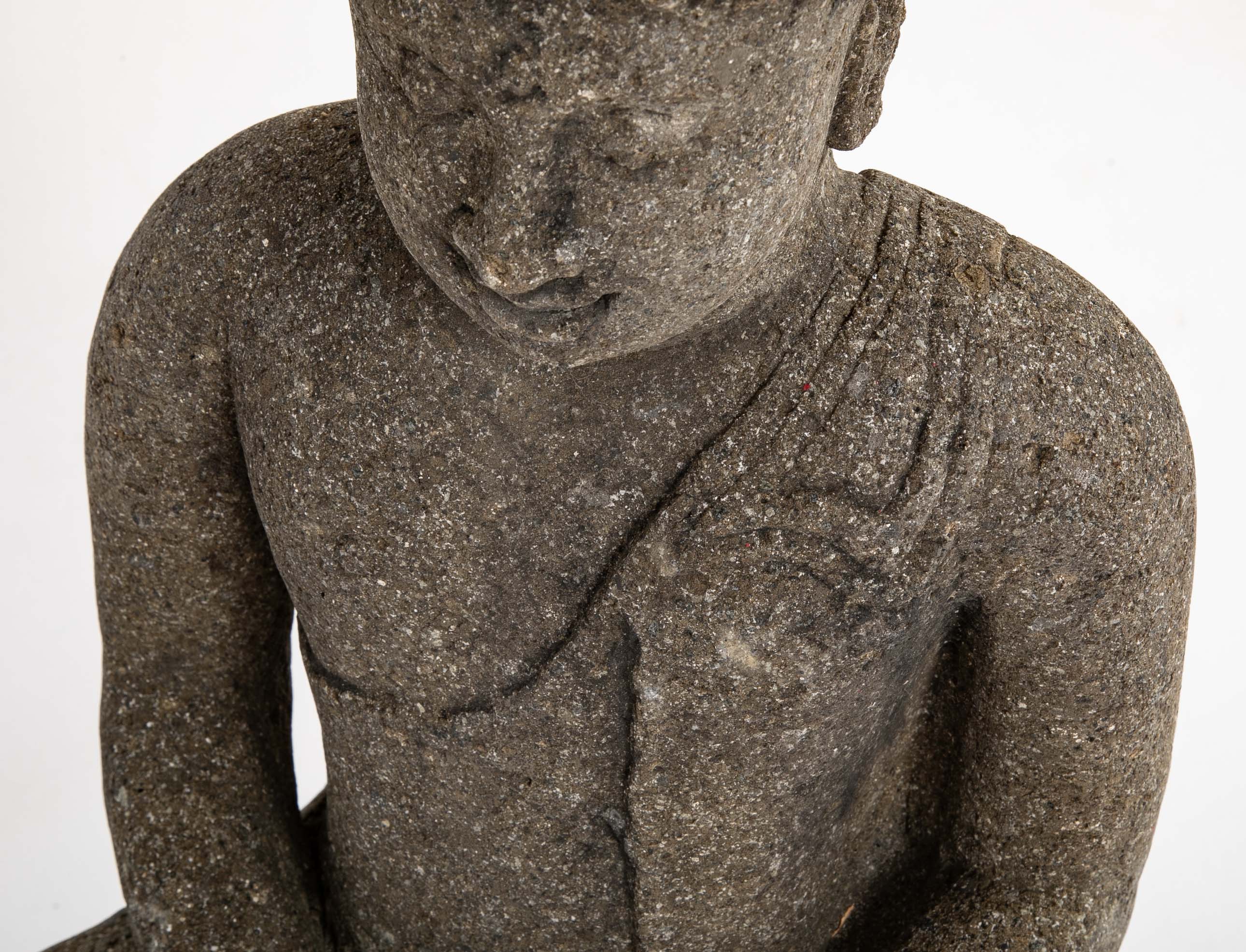 Green River Stone Sculpture of a Seated Buddha from Bali