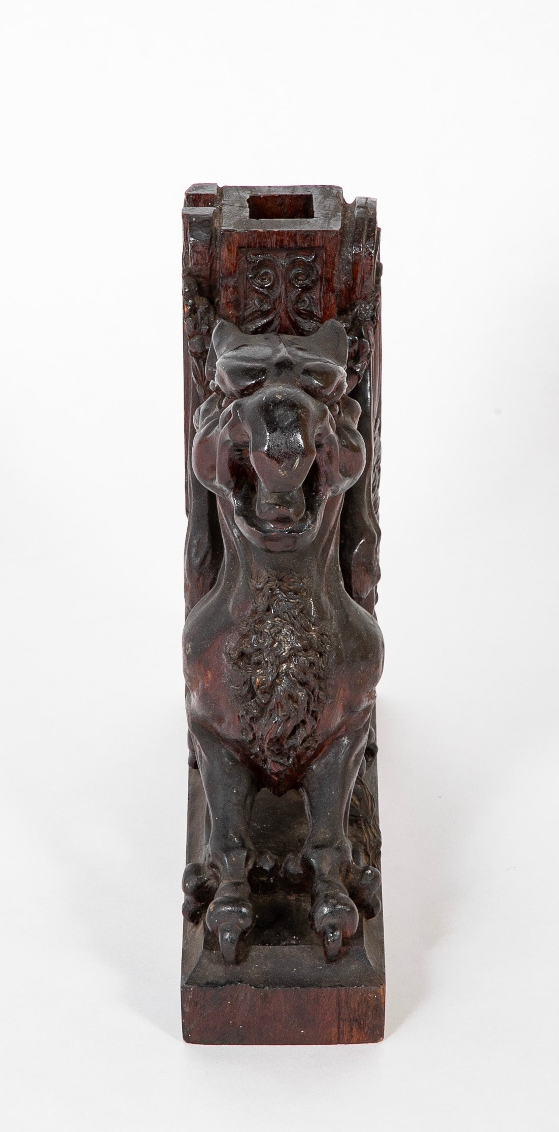 Mid 19th Century Hand Carved Wooden Mantle Griffins