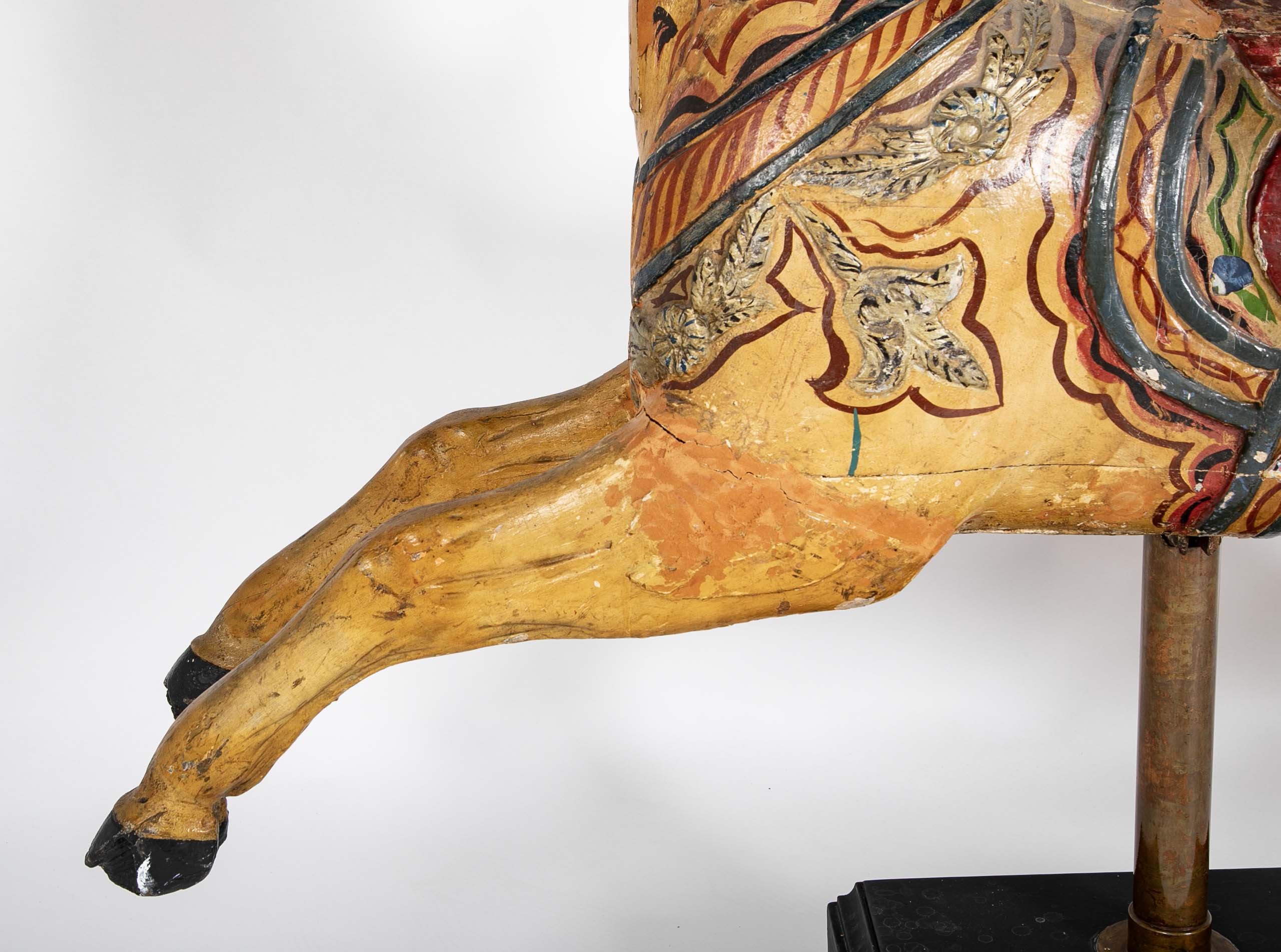 American Carved & Polychrome Wood Carousel Horse-“Roy” County Fair Style Circa 1890-1915 mounted on display stand.