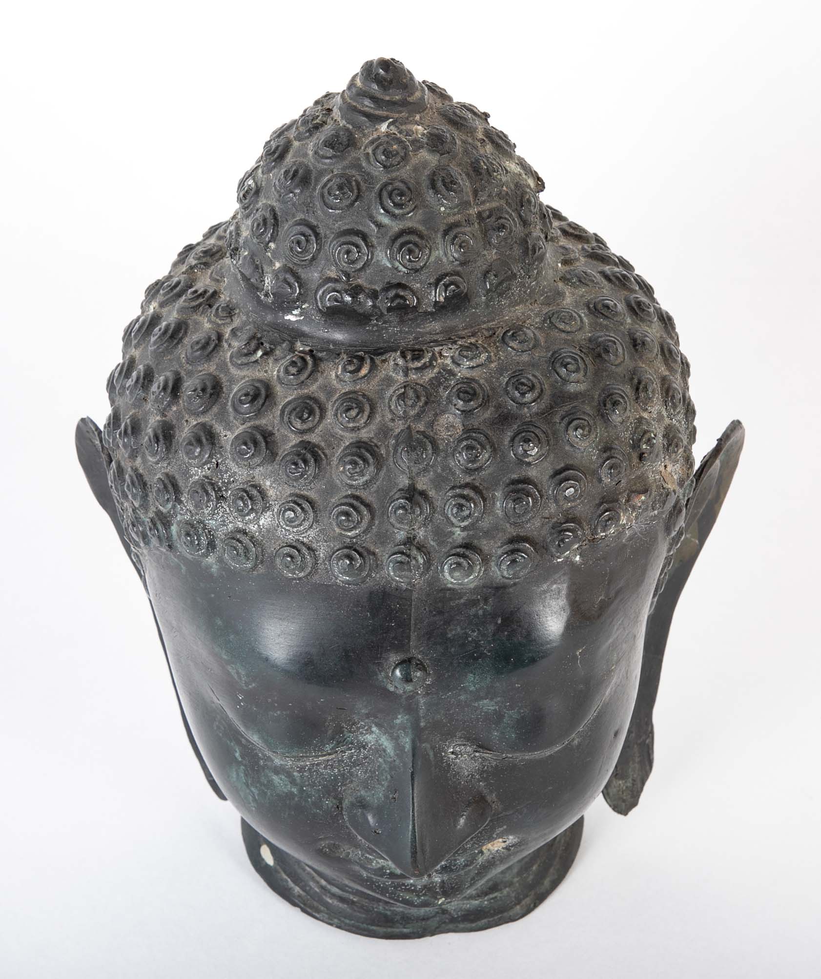 Copper Buddha Head with Green/Blue Patina