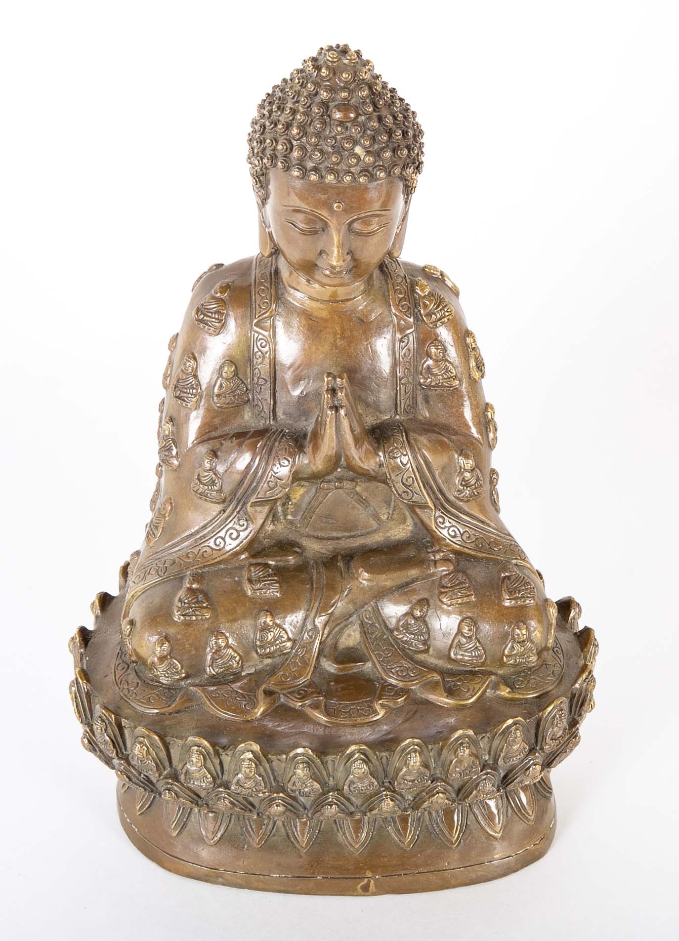 Signed Chinese Copper Sculpture of a Buddha