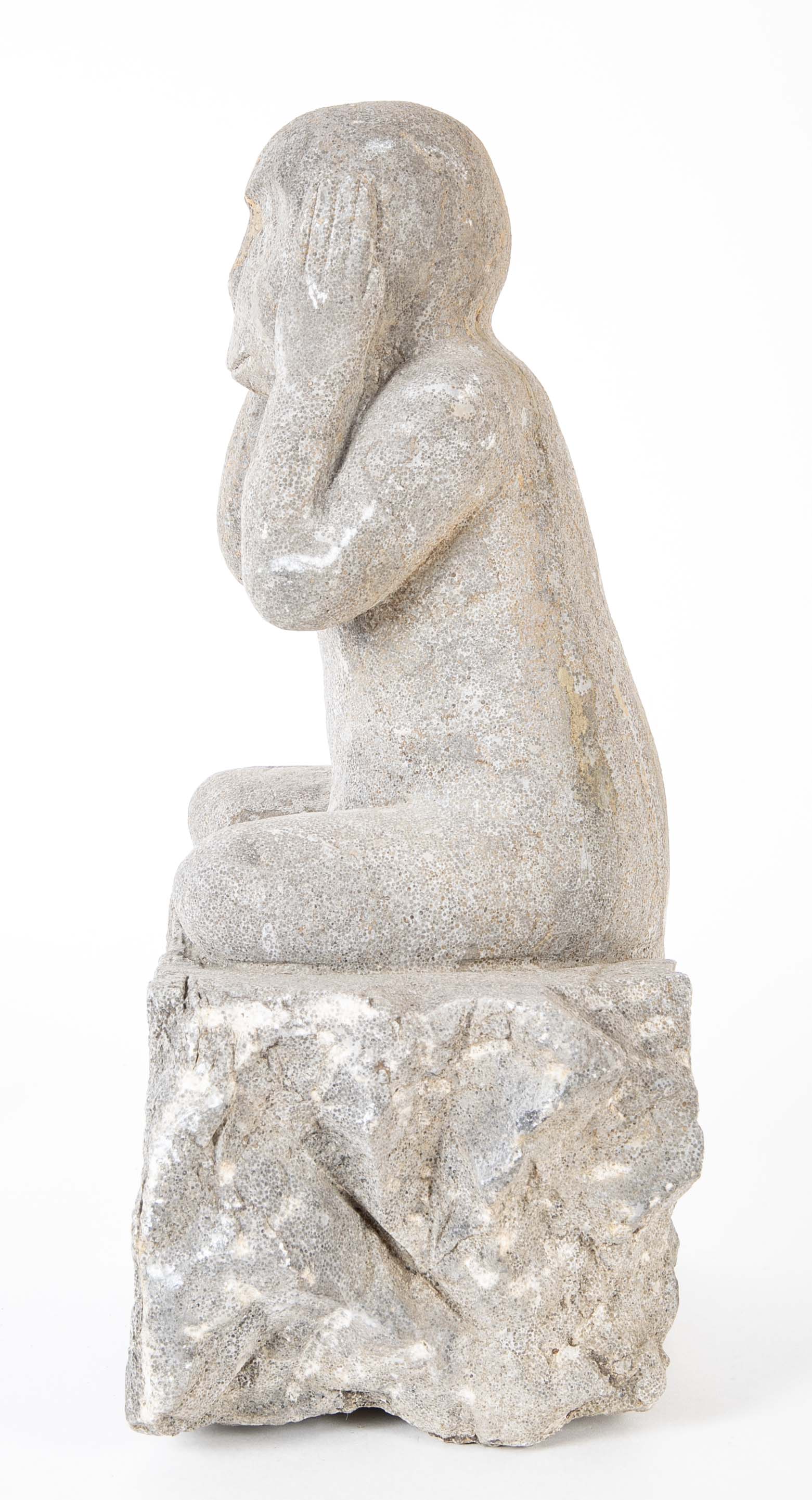 Set of Three Hand Carved Stone Monkeys