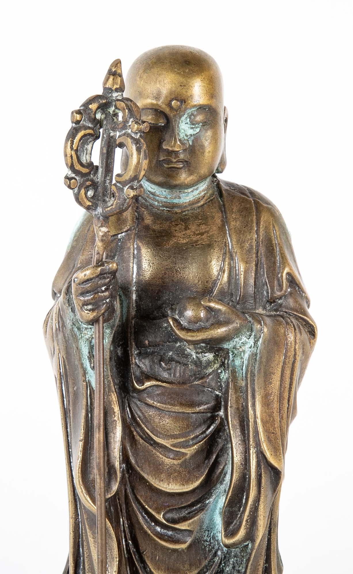 Bronze Buddha Depicting ksitigarbha in Sanskrit