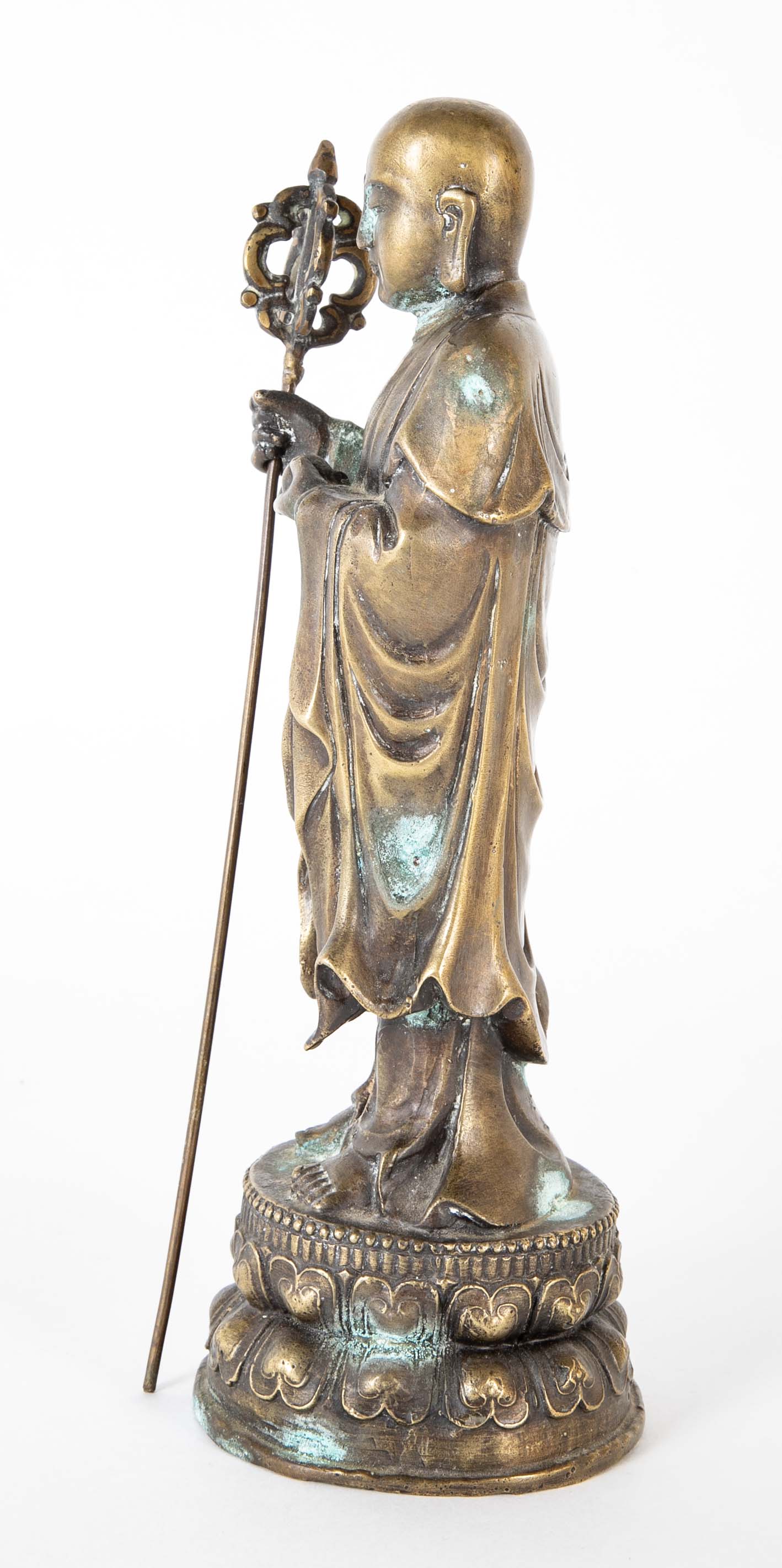 Bronze Buddha Depicting ksitigarbha in Sanskrit