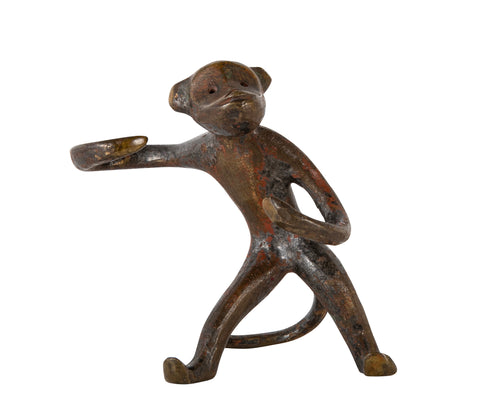 A Bronze of a Monkey Retaining Original Red Paint