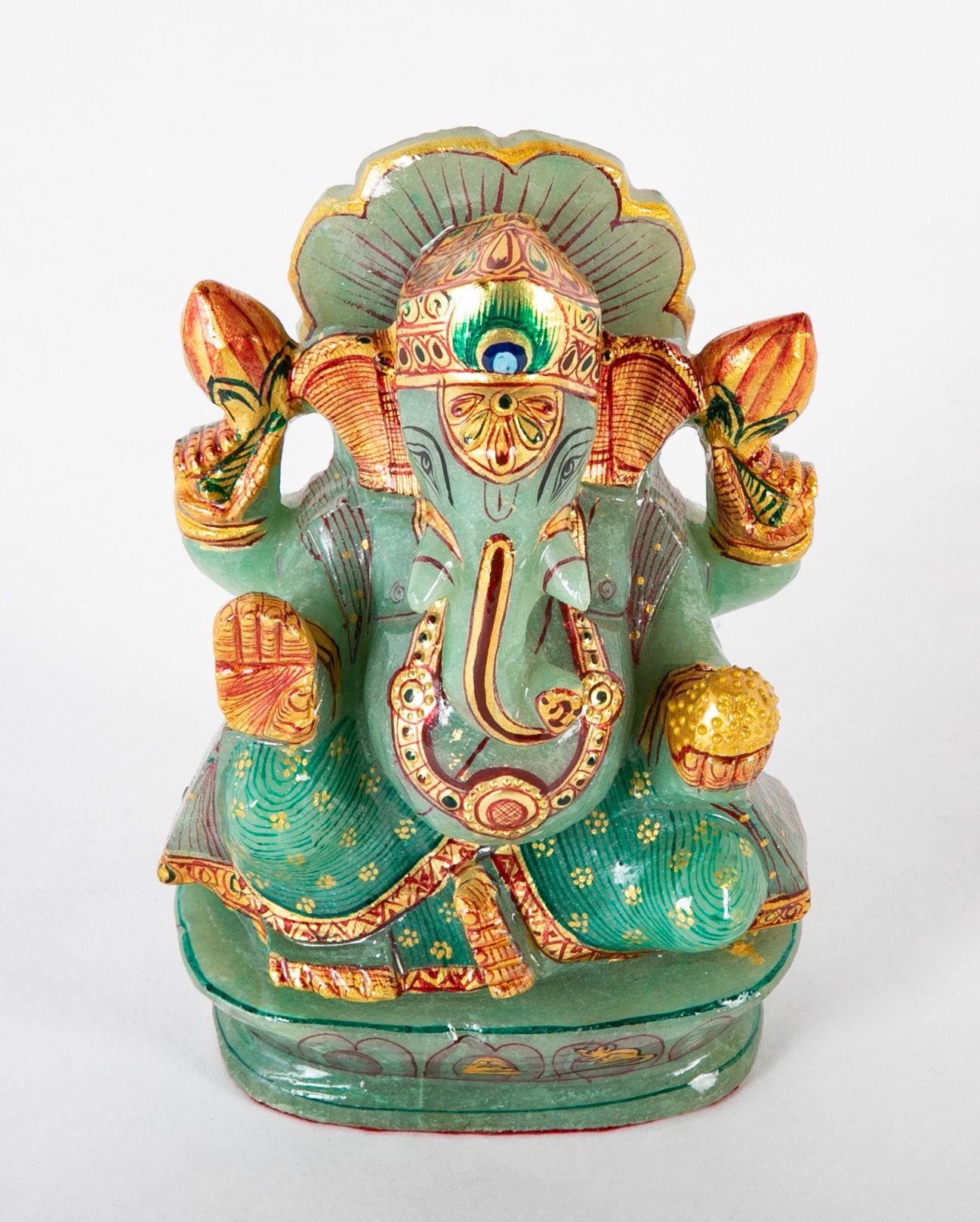 Hand Carved Jade Sculpture of the Hindu Healing God Ganesha