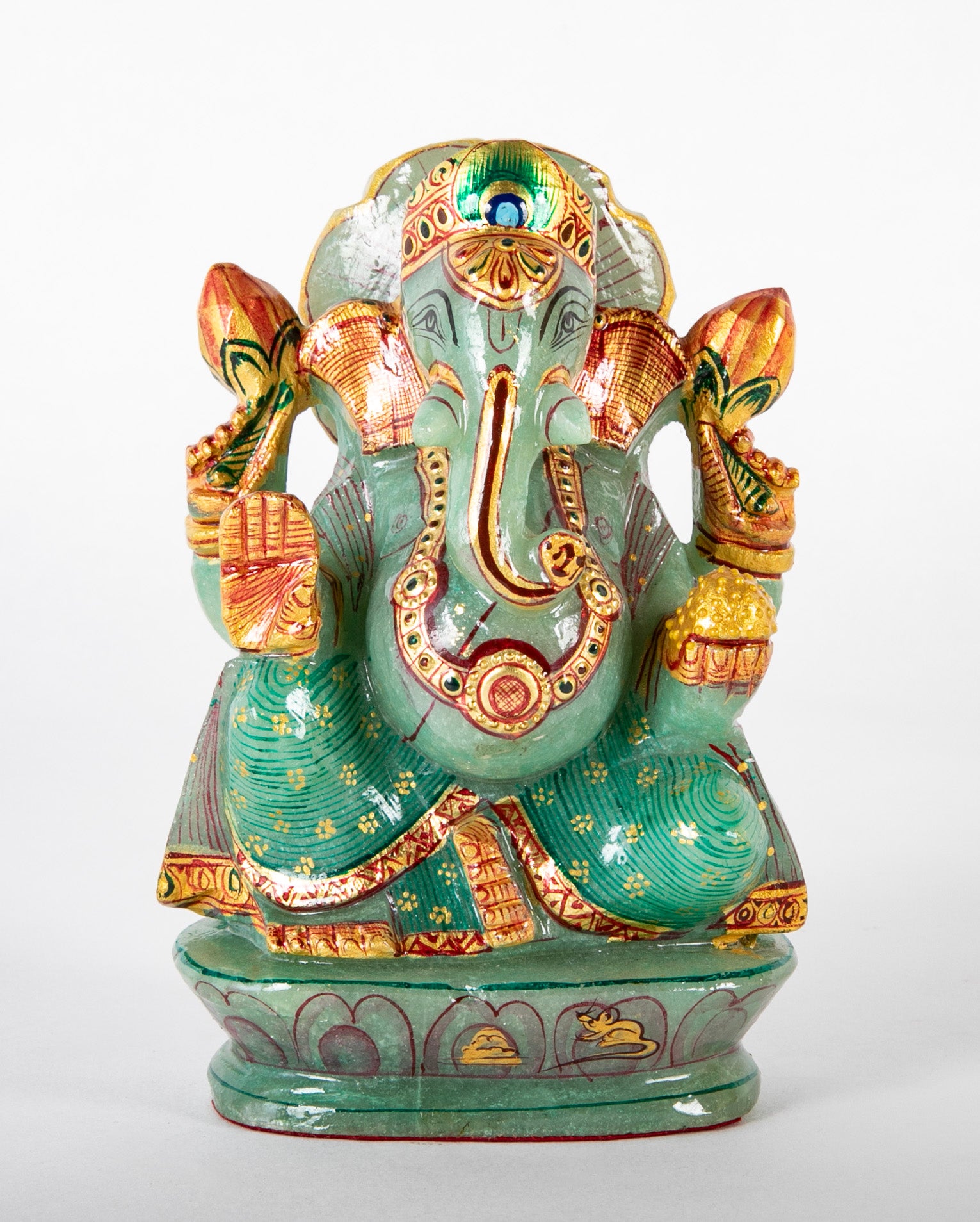 Hand Carved Jade Sculpture of the Hindu Healing God Ganesha