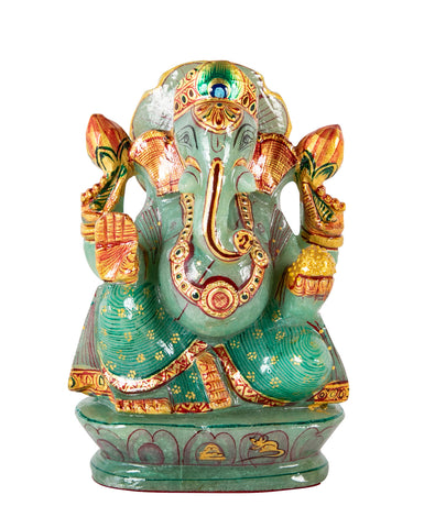 Hand Carved Jade Sculpture of the Hindu Healing God Ganesha