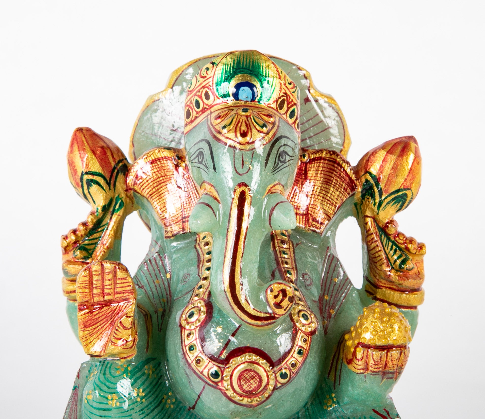 Hand Carved Jade Sculpture of the Hindu Healing God Ganesha
