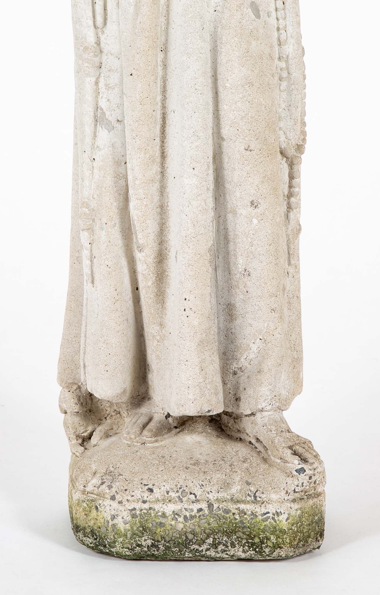 Age Worn Cement Statue of Saint Francis of Assisi