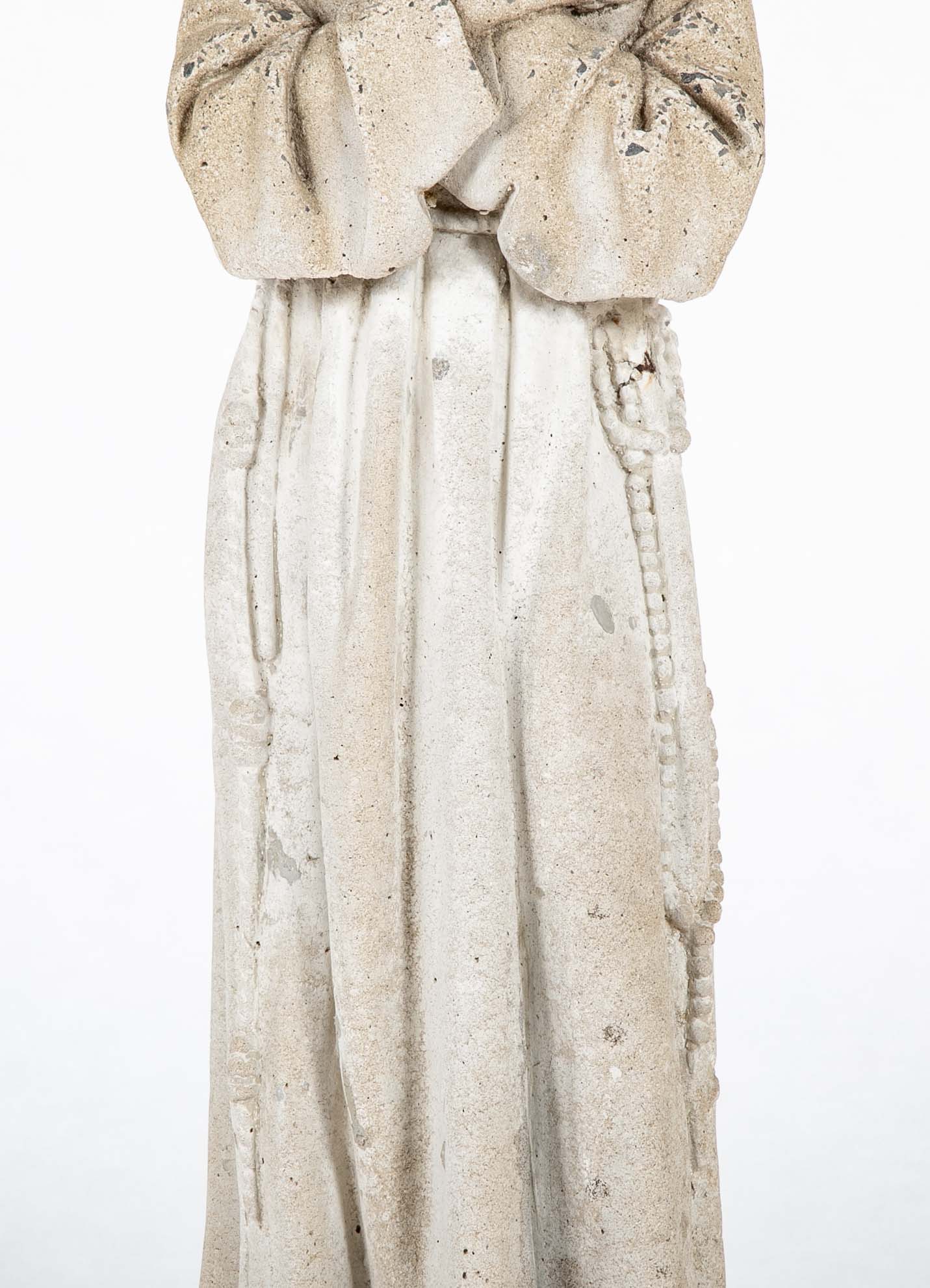 Age Worn Cement Statue of Saint Francis of Assisi