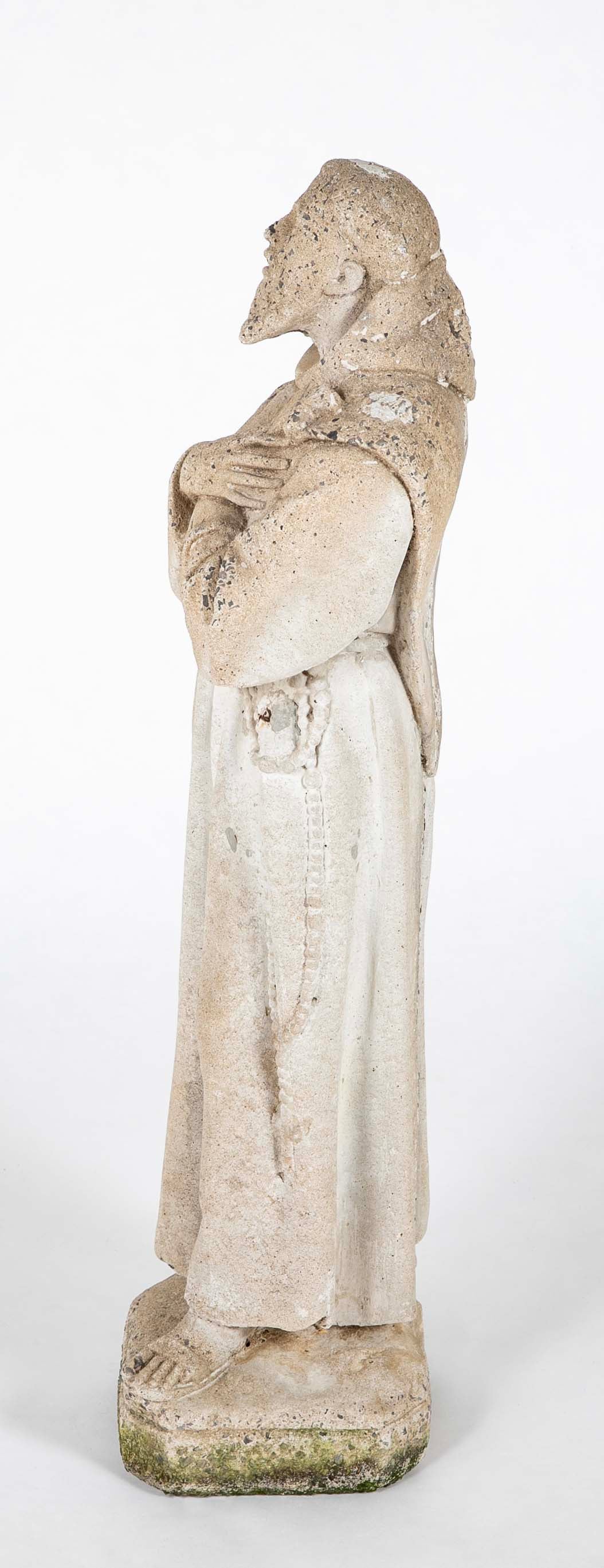 Age Worn Cement Statue of Saint Francis of Assisi