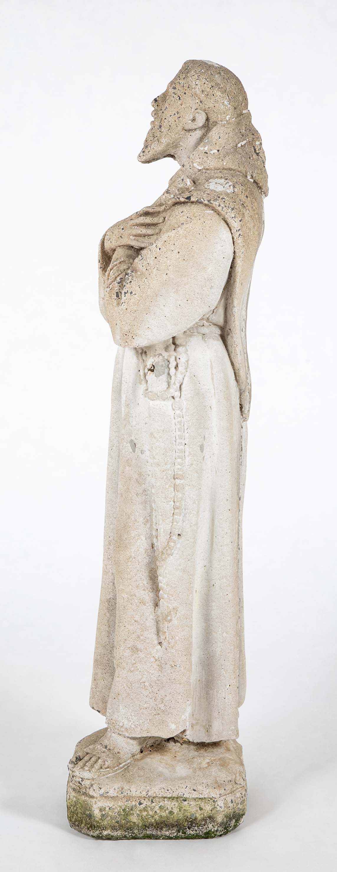 Age Worn Cement Statue of Saint Francis of Assisi