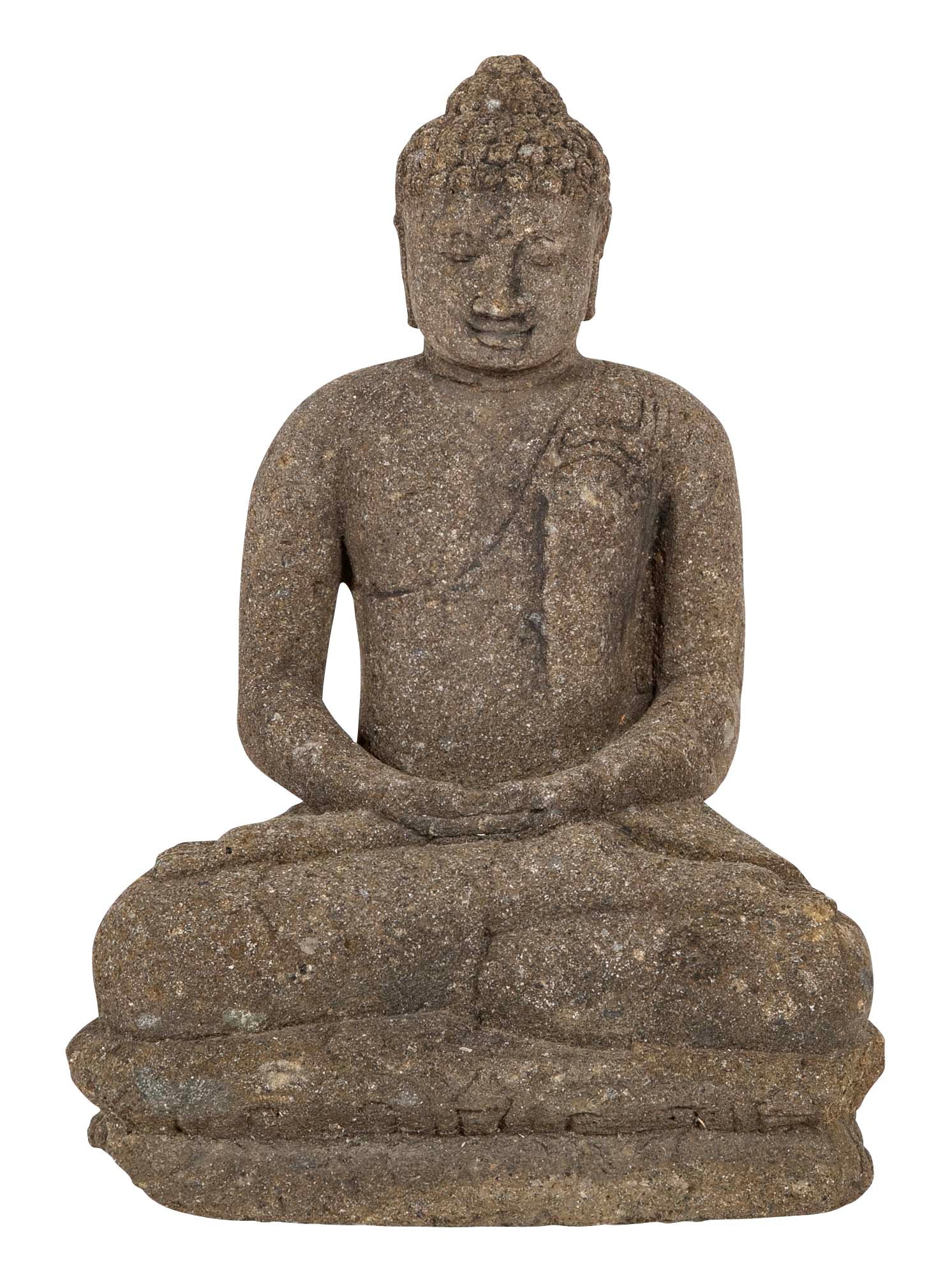 Green River Stone Sculpture of a Seated Buddha from Bali