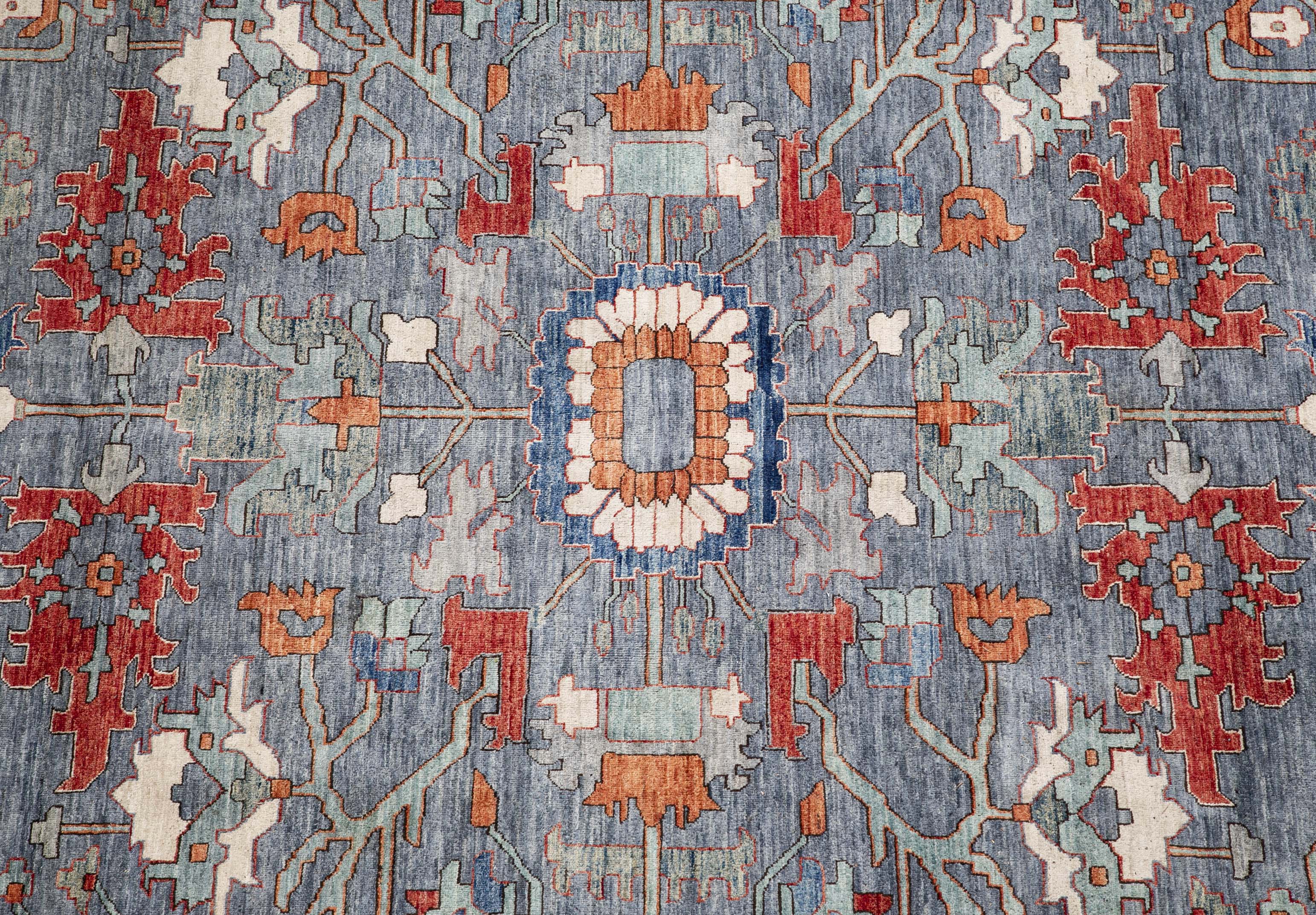 Herati or Serapi Style Afghan Rug likely from Northwest Afghanistan Weaving Tradition
