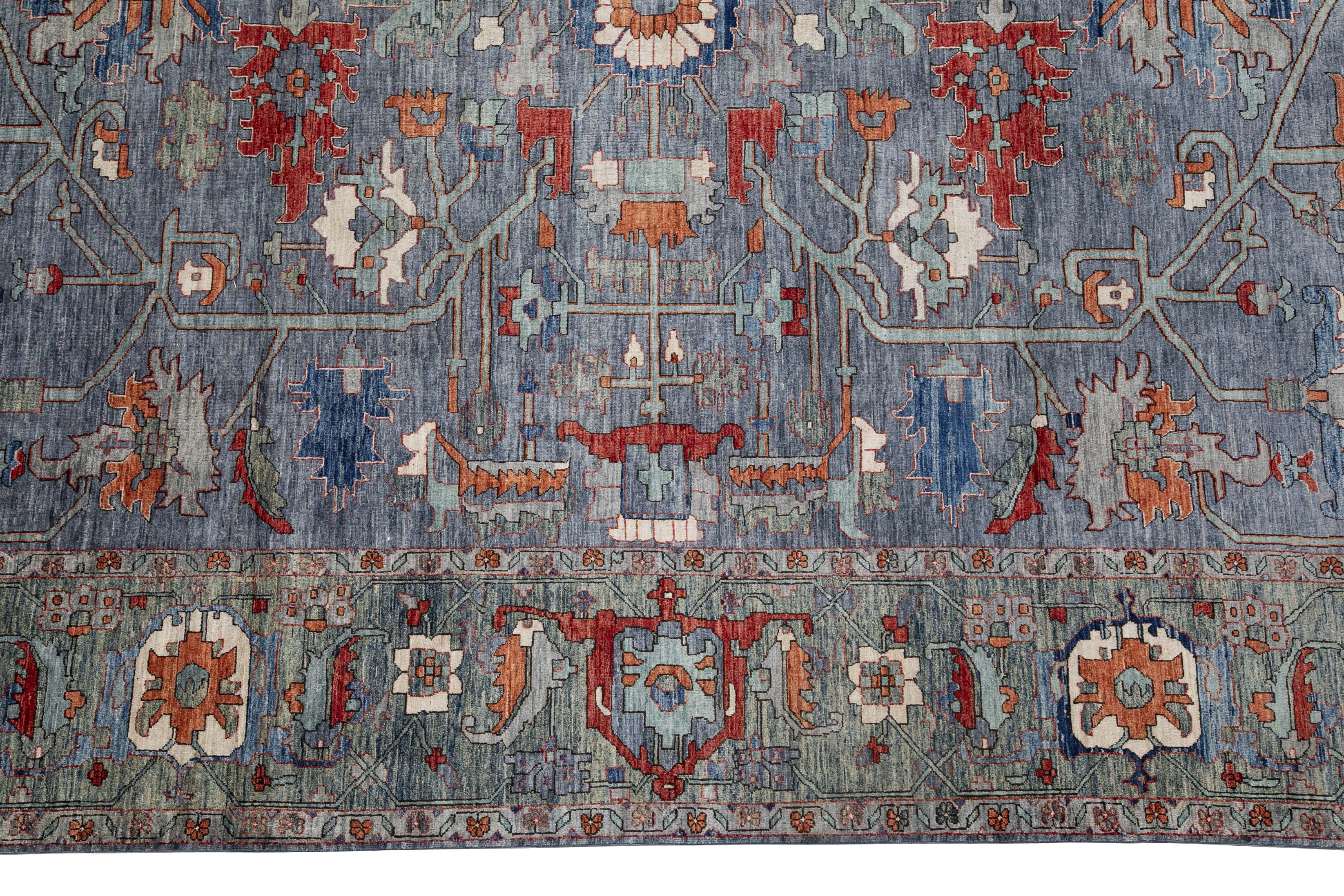 Herati or Serapi Style Afghan Rug likely from Northwest Afghanistan Weaving Tradition