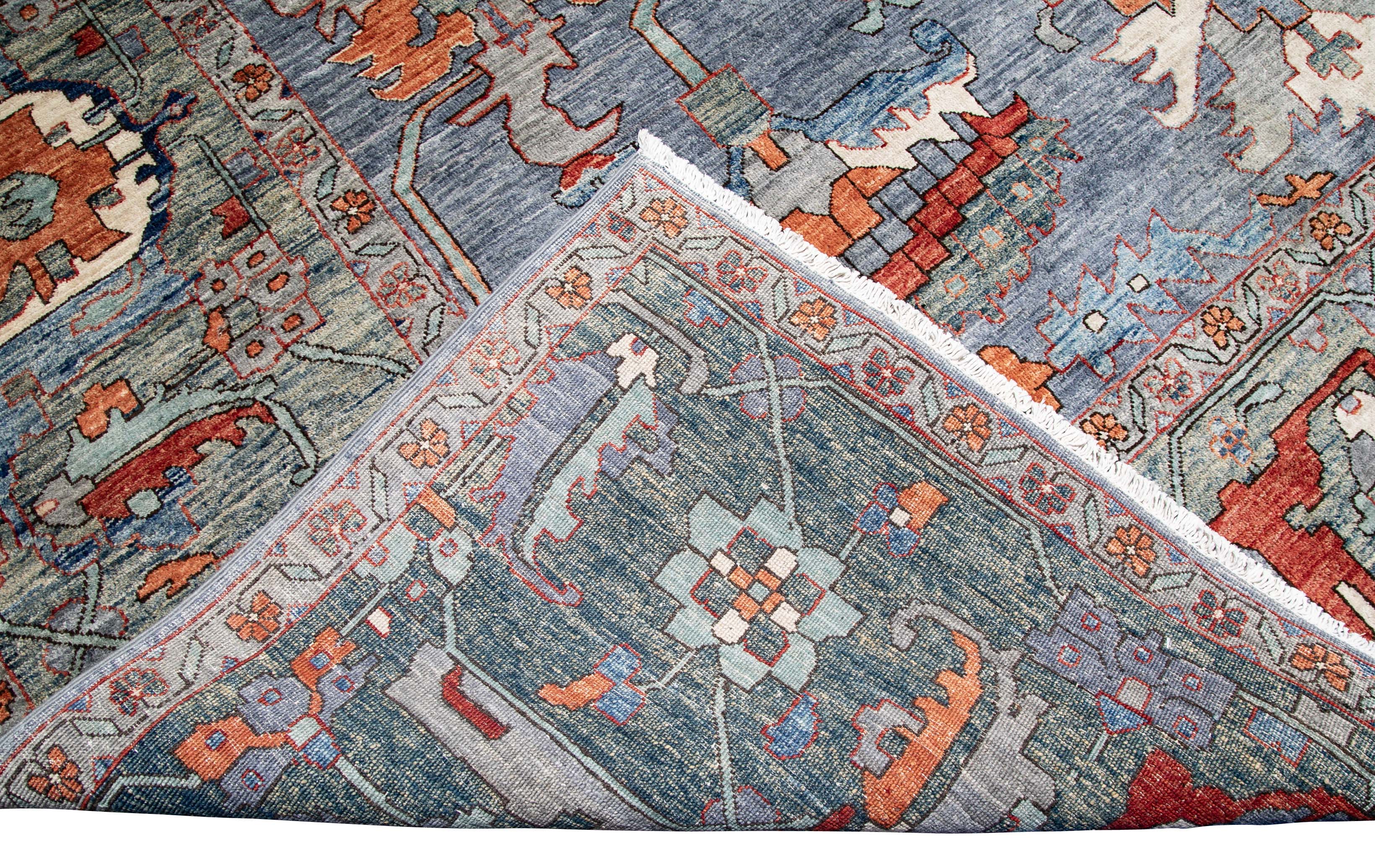 Herati or Serapi Style Afghan Rug likely from Northwest Afghanistan Weaving Tradition
