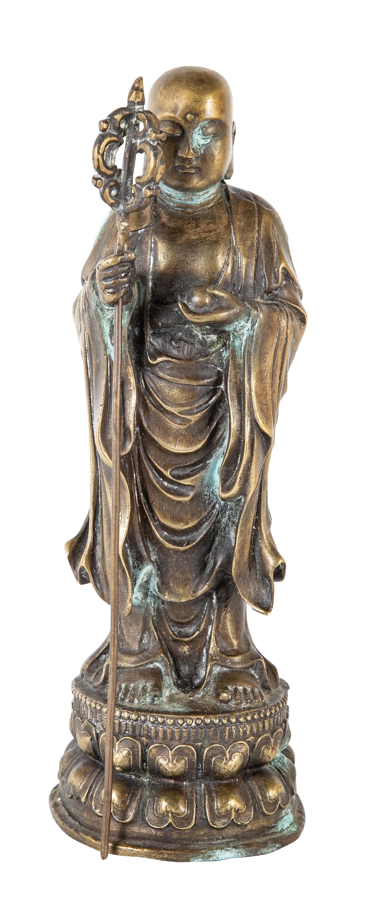 Bronze Buddha Depicting ksitigarbha in Sanskrit