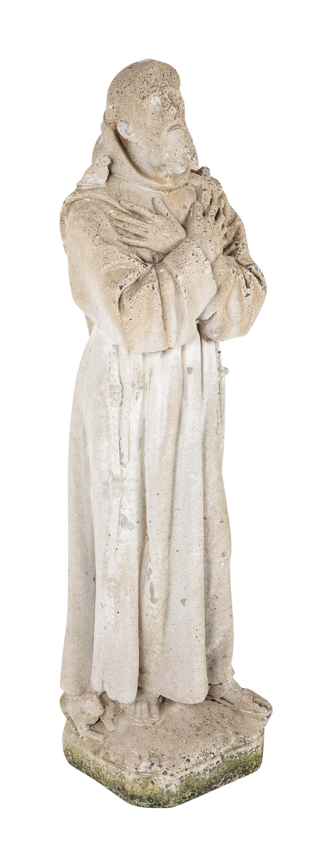 Age Worn Cement Statue of Saint Francis of Assisi