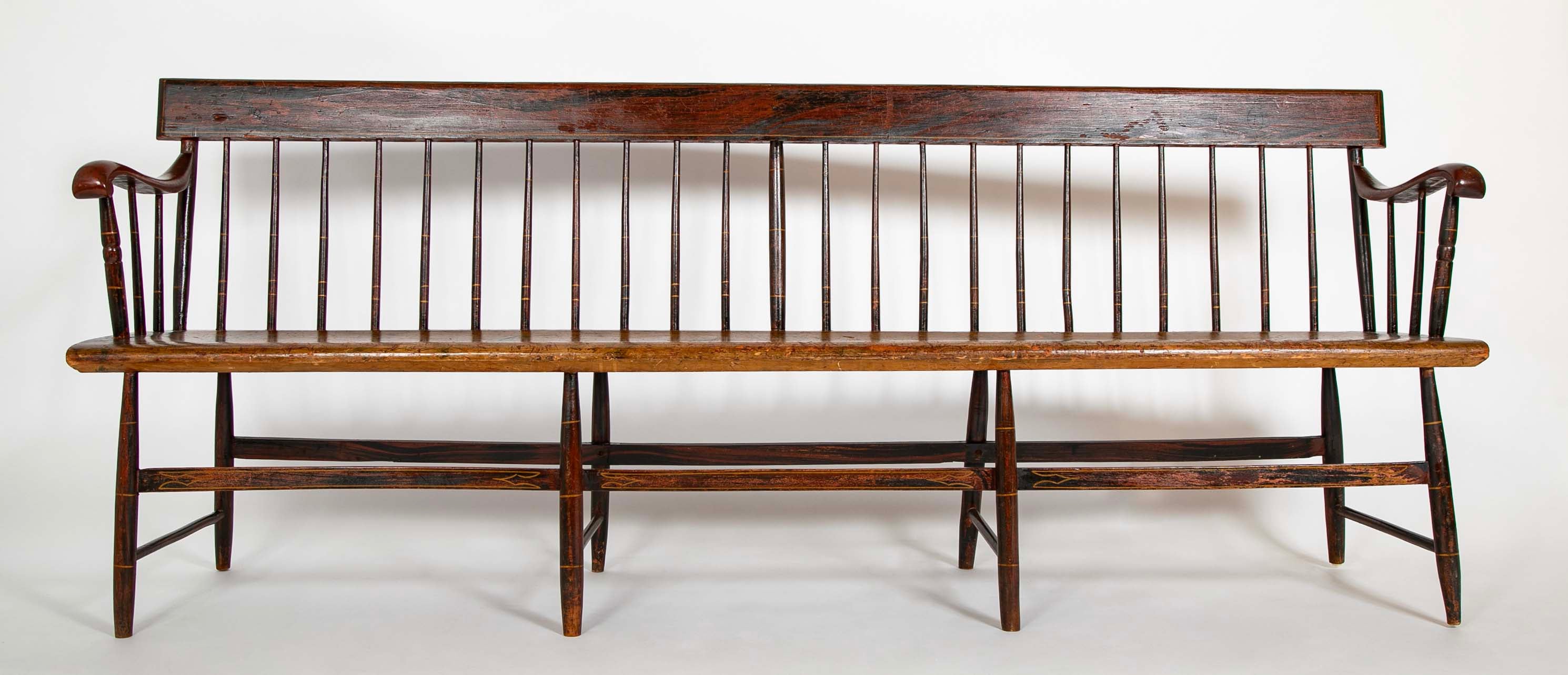 American Windsor Faux Bamboo Spindled 8 Leg Settee