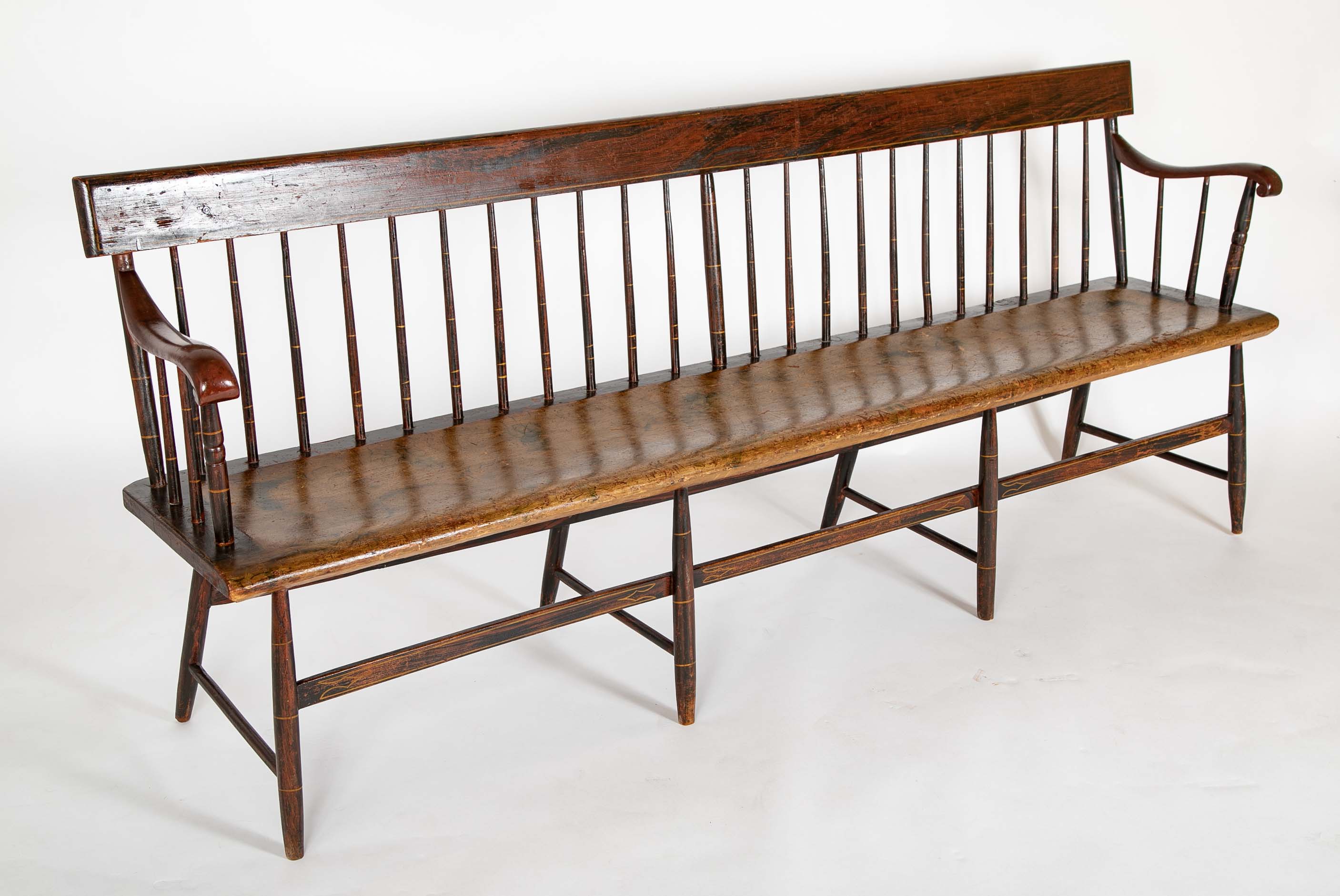 American Windsor Faux Bamboo Spindled 8 Leg Settee