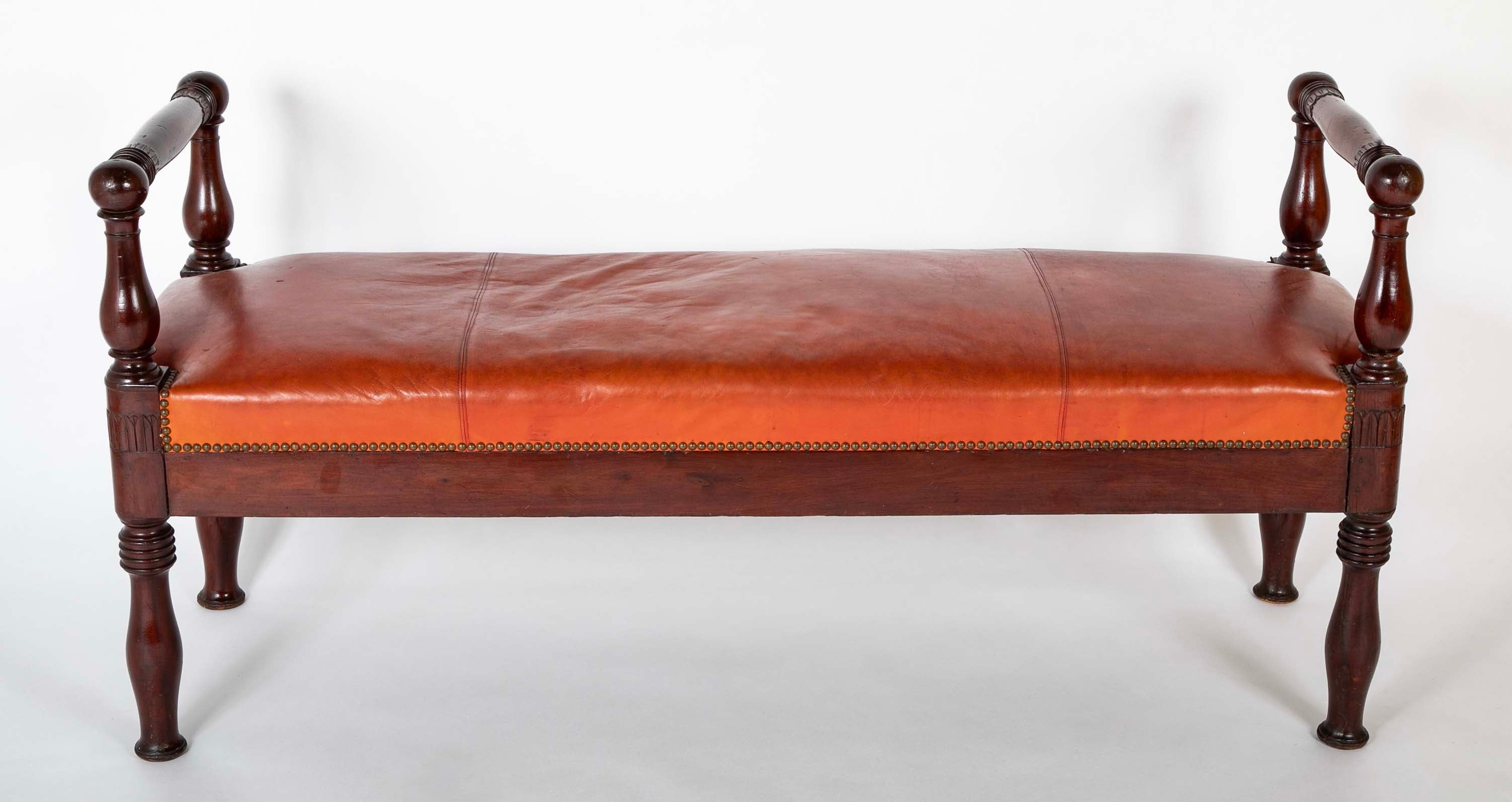 Louis XVI French Banquette with Acanthus Carved Rails