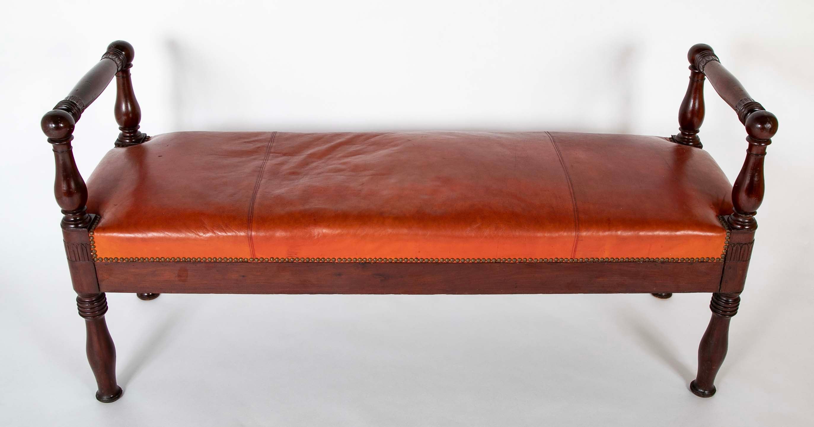 Louis XVI French Banquette with Acanthus Carved Rails