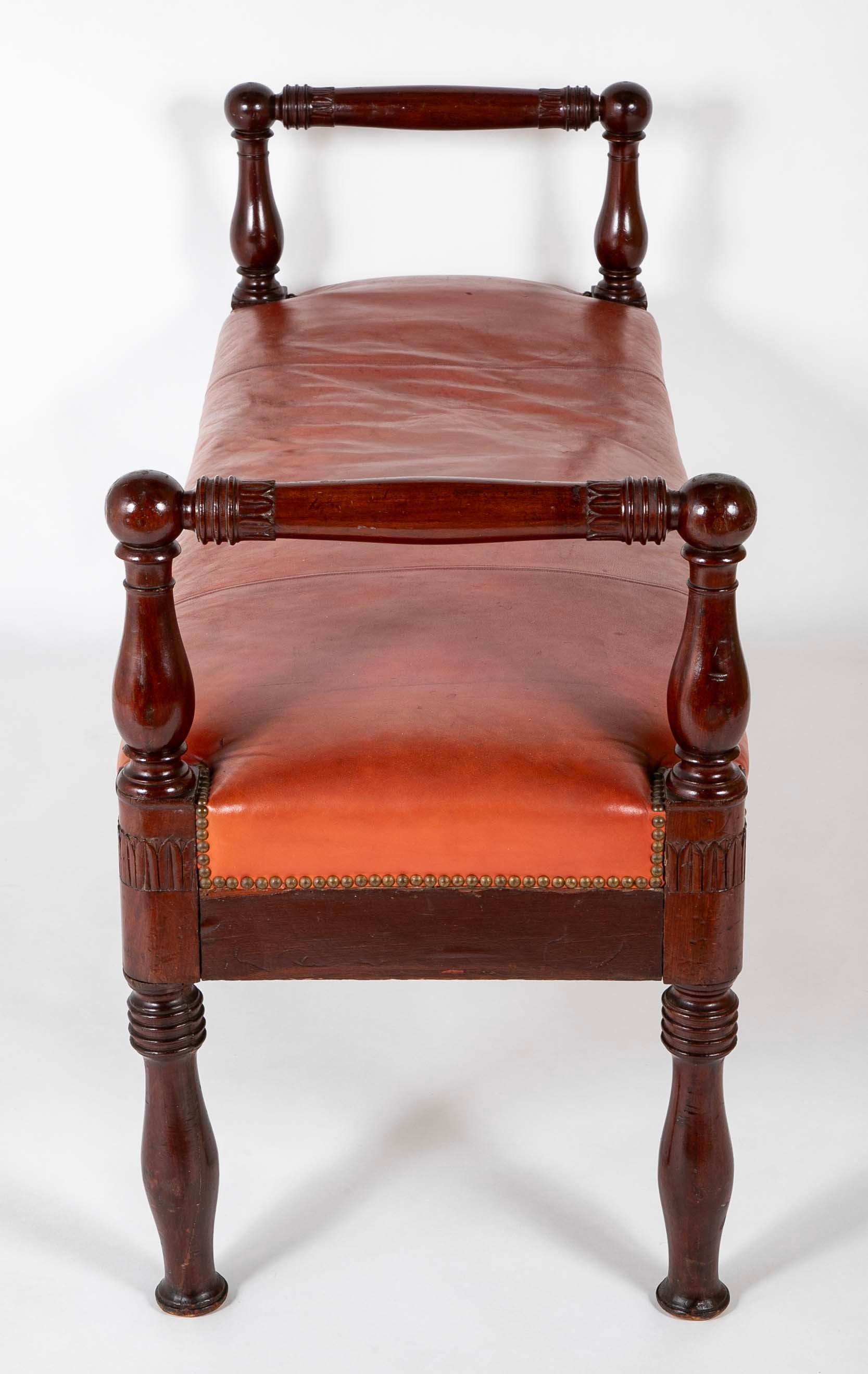 Louis XVI French Banquette with Acanthus Carved Rails