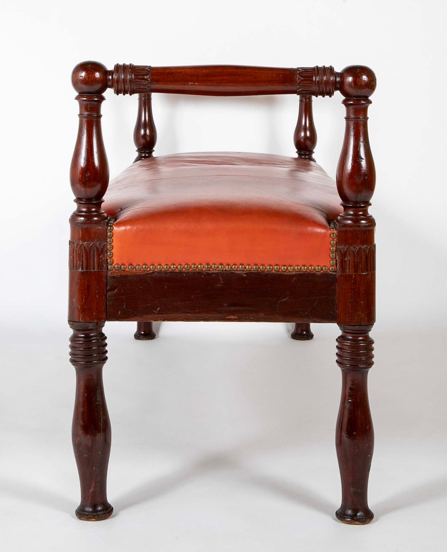Louis XVI French Banquette with Acanthus Carved Rails