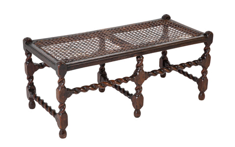 Rare 17th Century English 6 Leg Barley Twist Double Bench