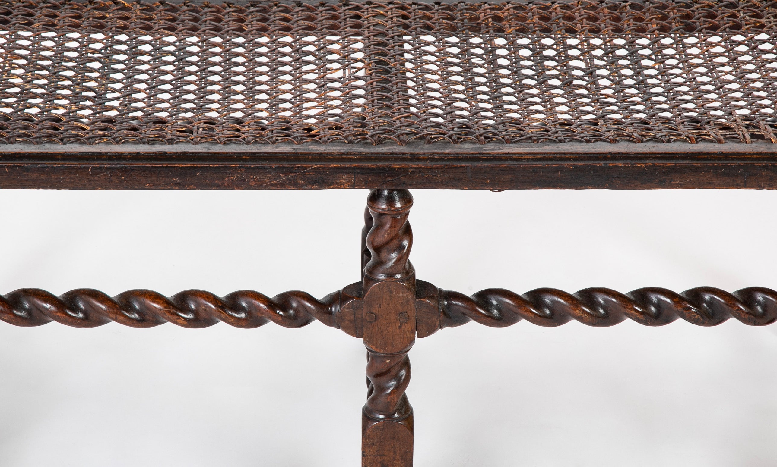 Rare 17th Century English 6 Leg Barley Twist Double Bench
