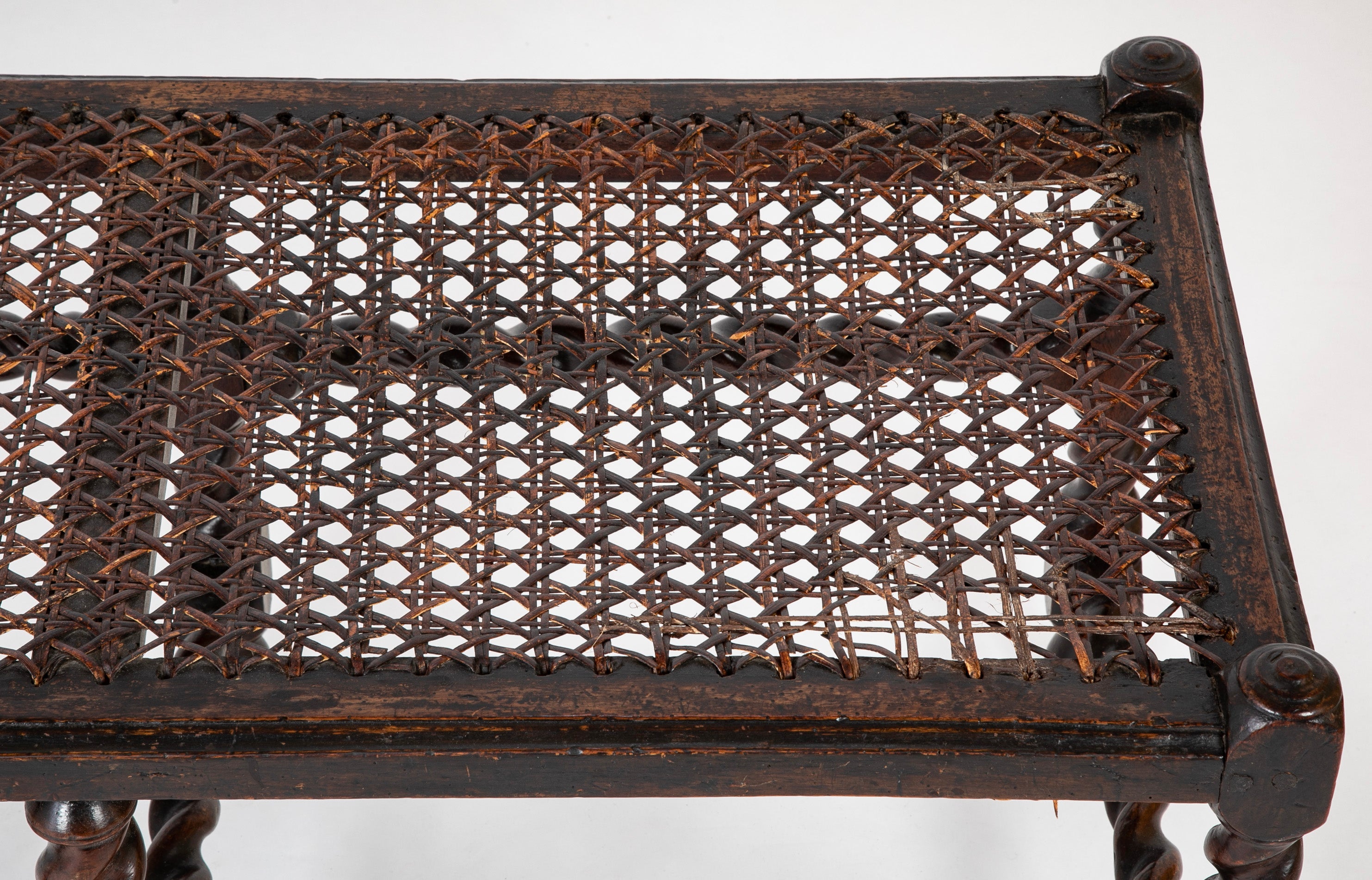 Rare 17th Century English 6 Leg Barley Twist Double Bench