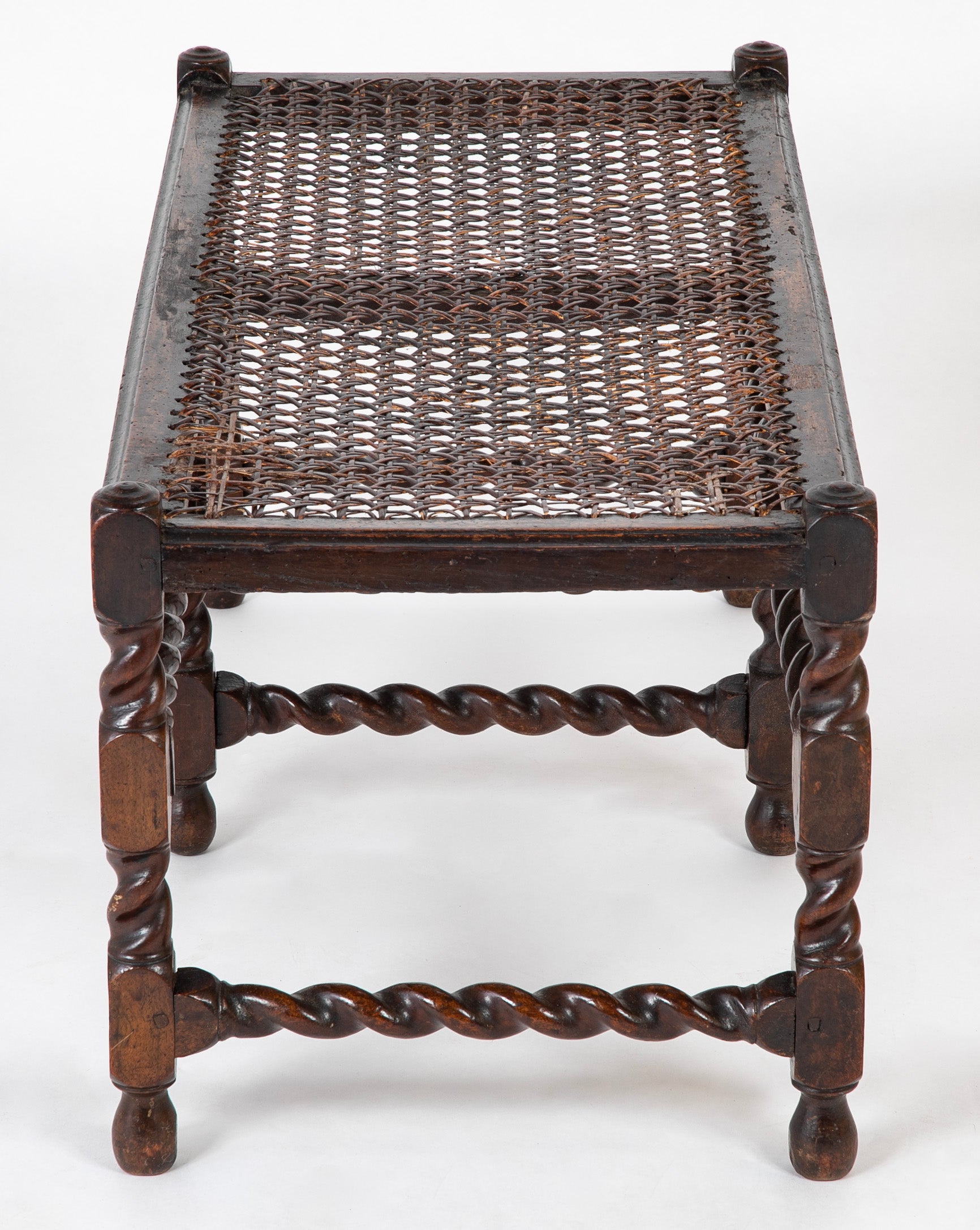 Rare 17th Century English 6 Leg Barley Twist Double Bench