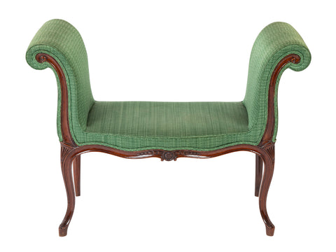 An English George III Serpentine Scroll Leg Mahogany Window Bench