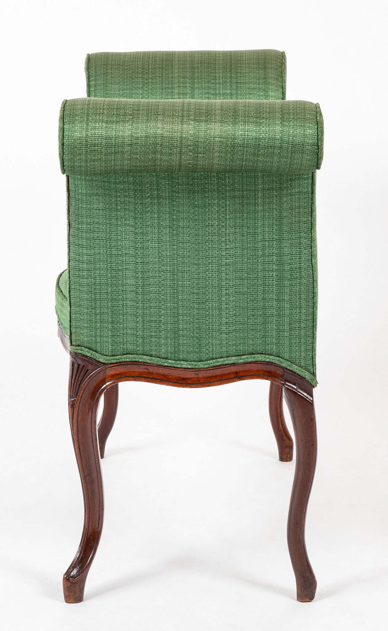 An English George III Serpentine Scroll Leg Mahogany Window Bench