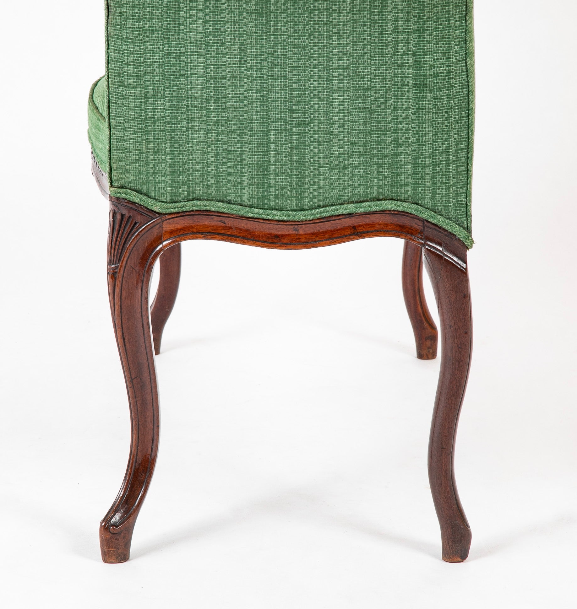 An English George III Serpentine Scroll Leg Mahogany Window Bench