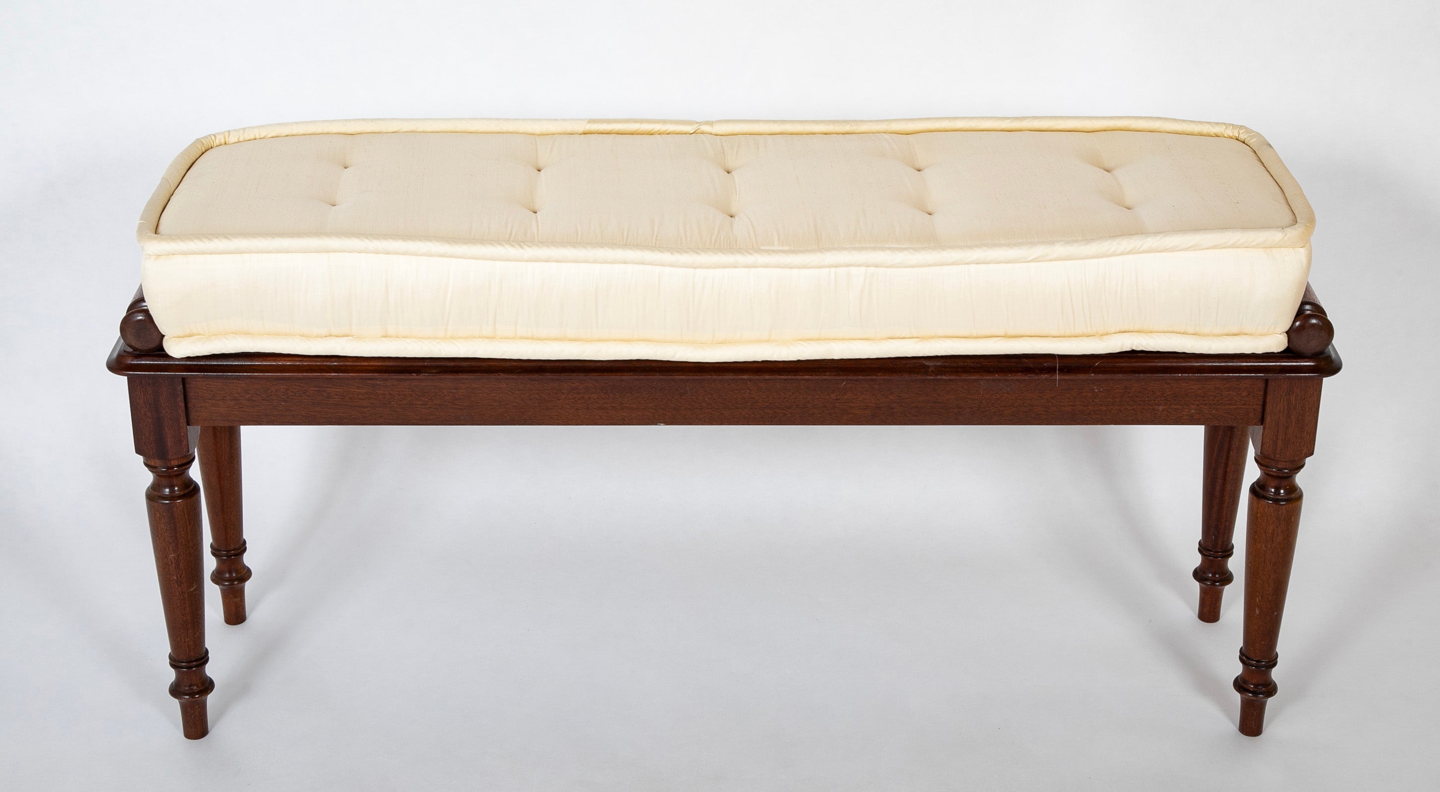Late Regency Style Mahogany Bench with Tufted Cushion