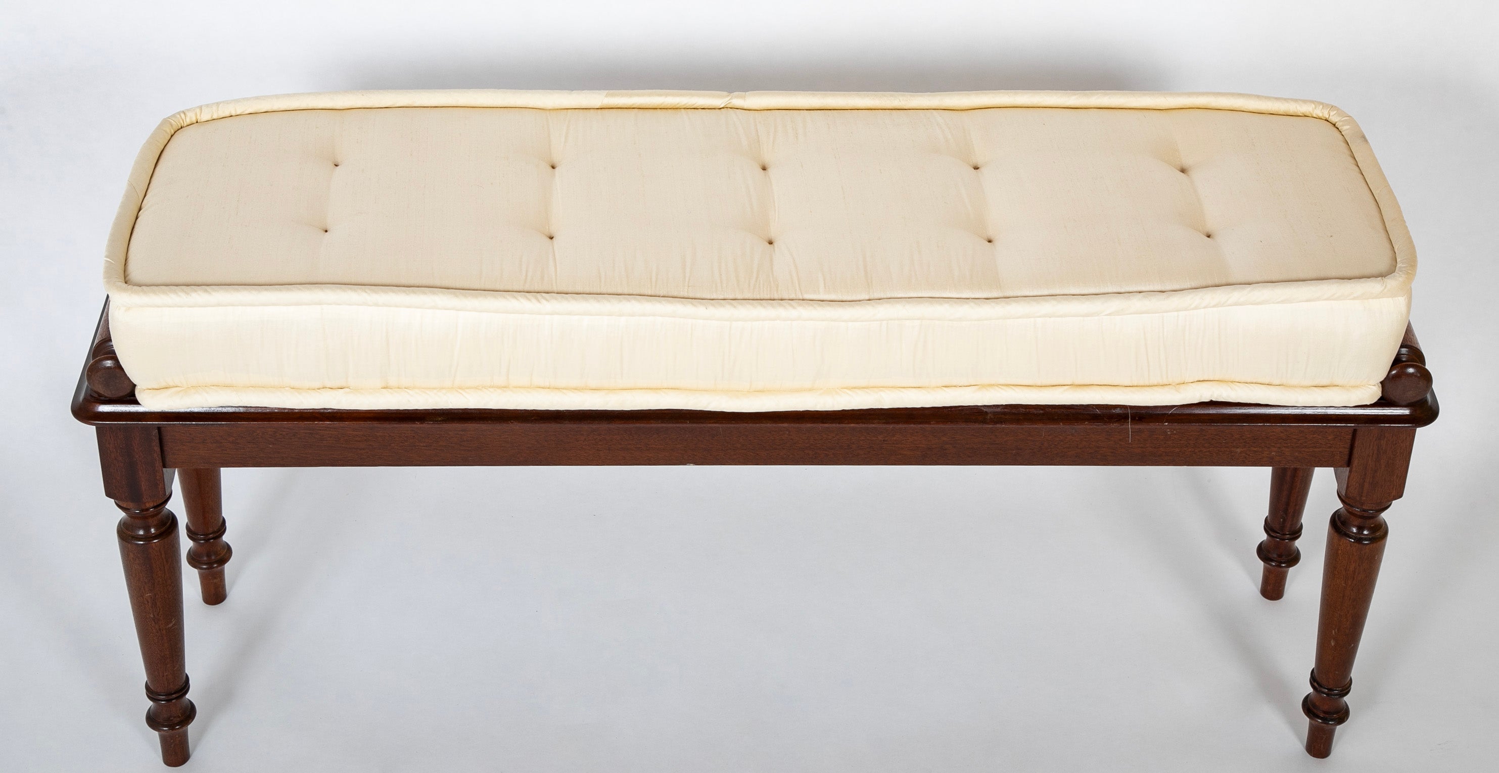 Late Regency Style Mahogany Bench with Tufted Cushion