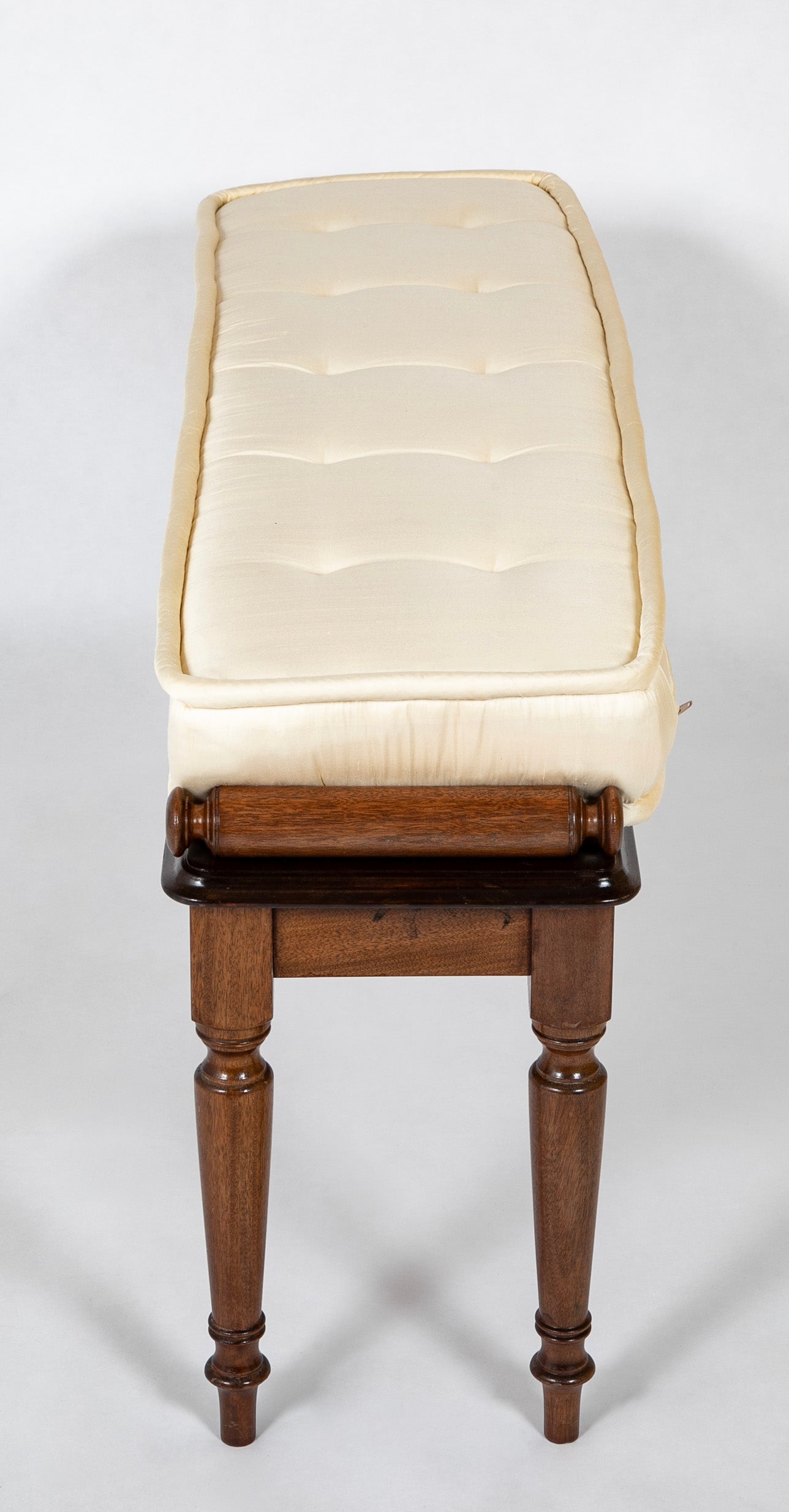 Late Regency Style Mahogany Bench with Tufted Cushion