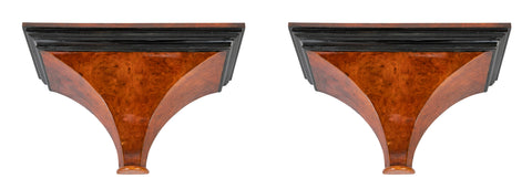 A Pair of Burl Walnut Wall Brackets