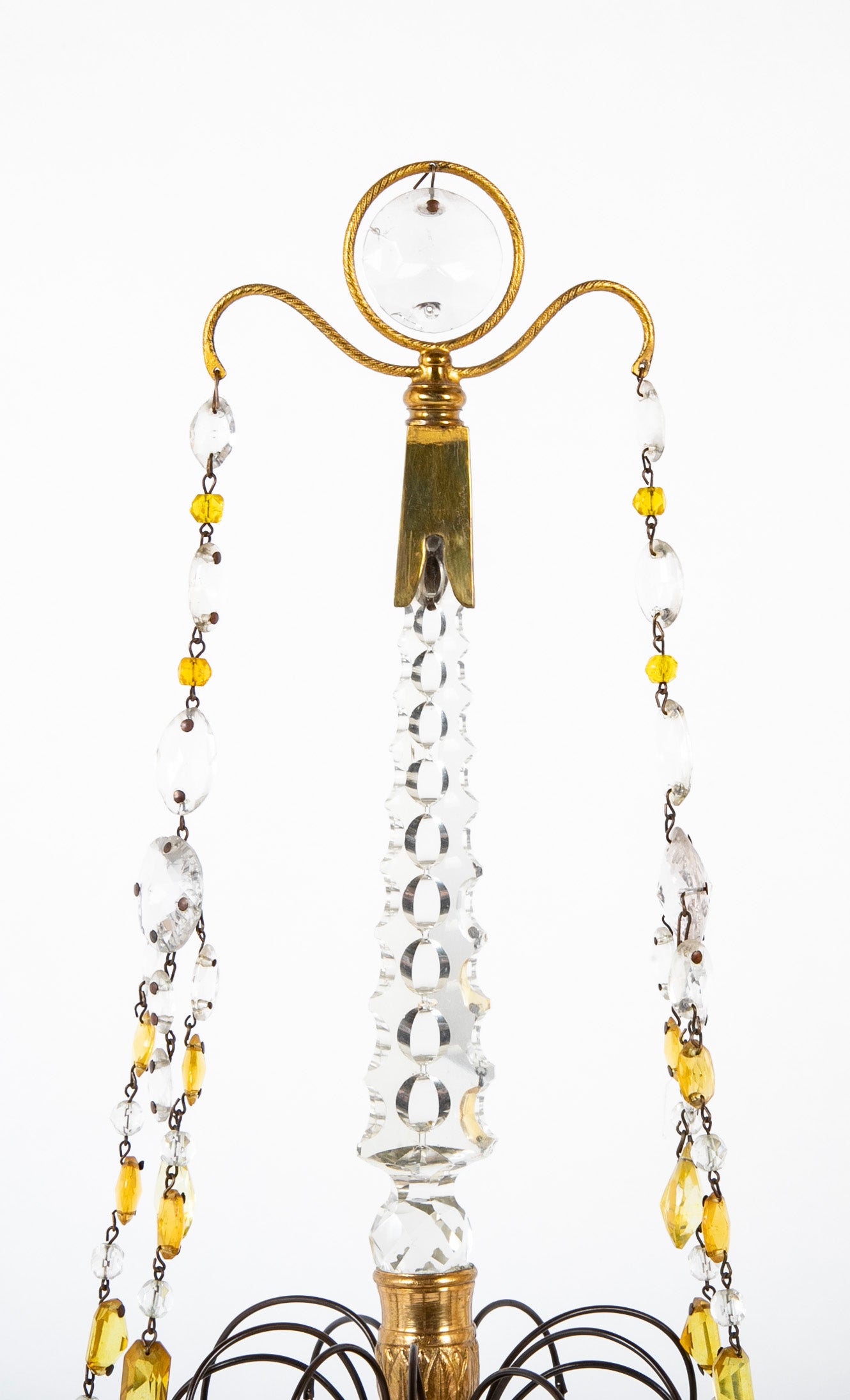 Pair of Early 19th Century Swedish Crystal Candelabra on White Marble Bases