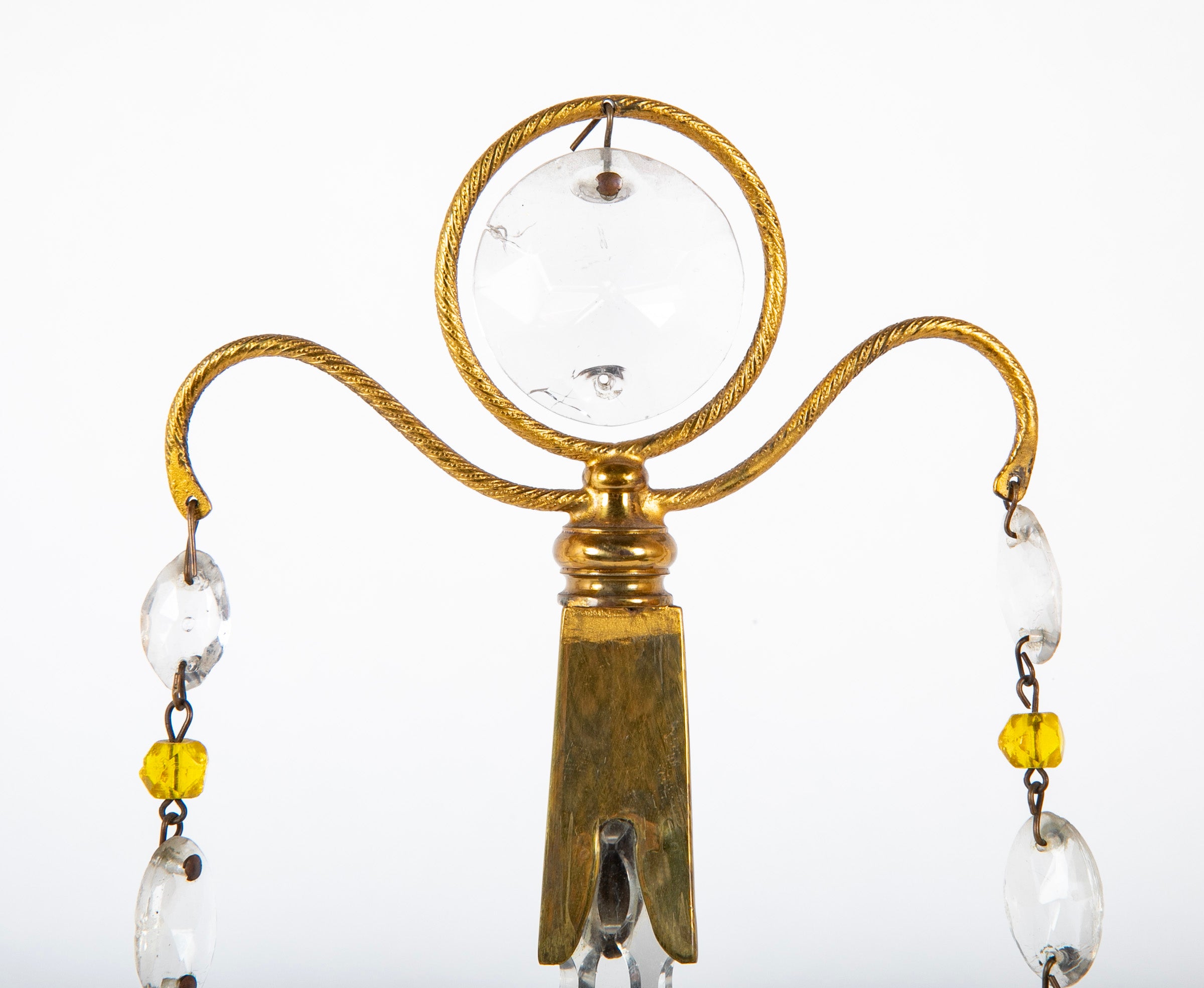 Pair of Early 19th Century Swedish Crystal Candelabra on White Marble Bases