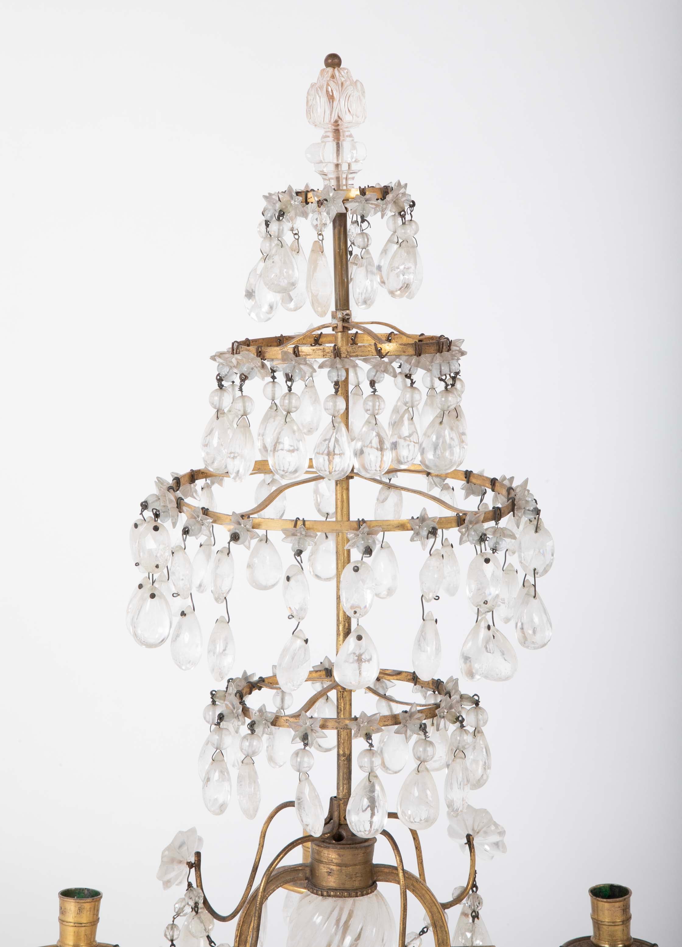 A Rare Pair of Swedish Rock Crystal & Crystal Candelabra