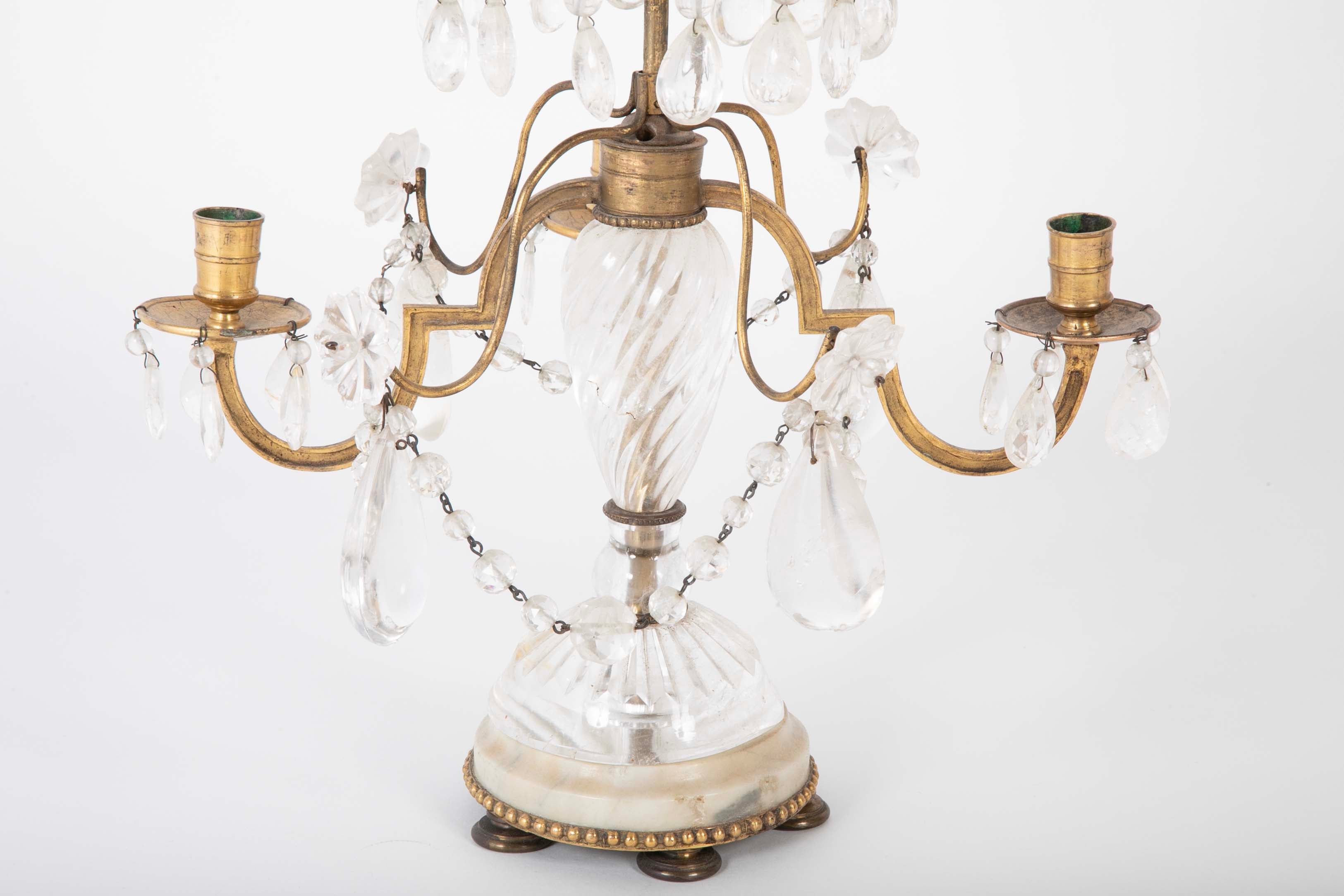 A Rare Pair of Swedish Rock Crystal & Crystal Candelabra