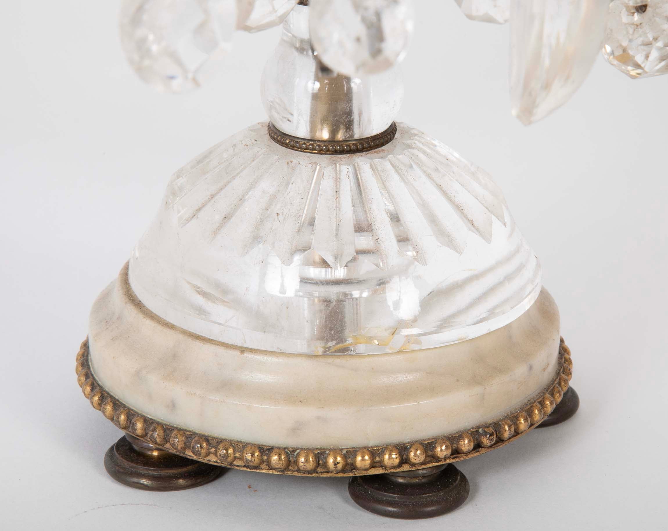 A Rare Pair of Swedish Rock Crystal & Crystal Candelabra