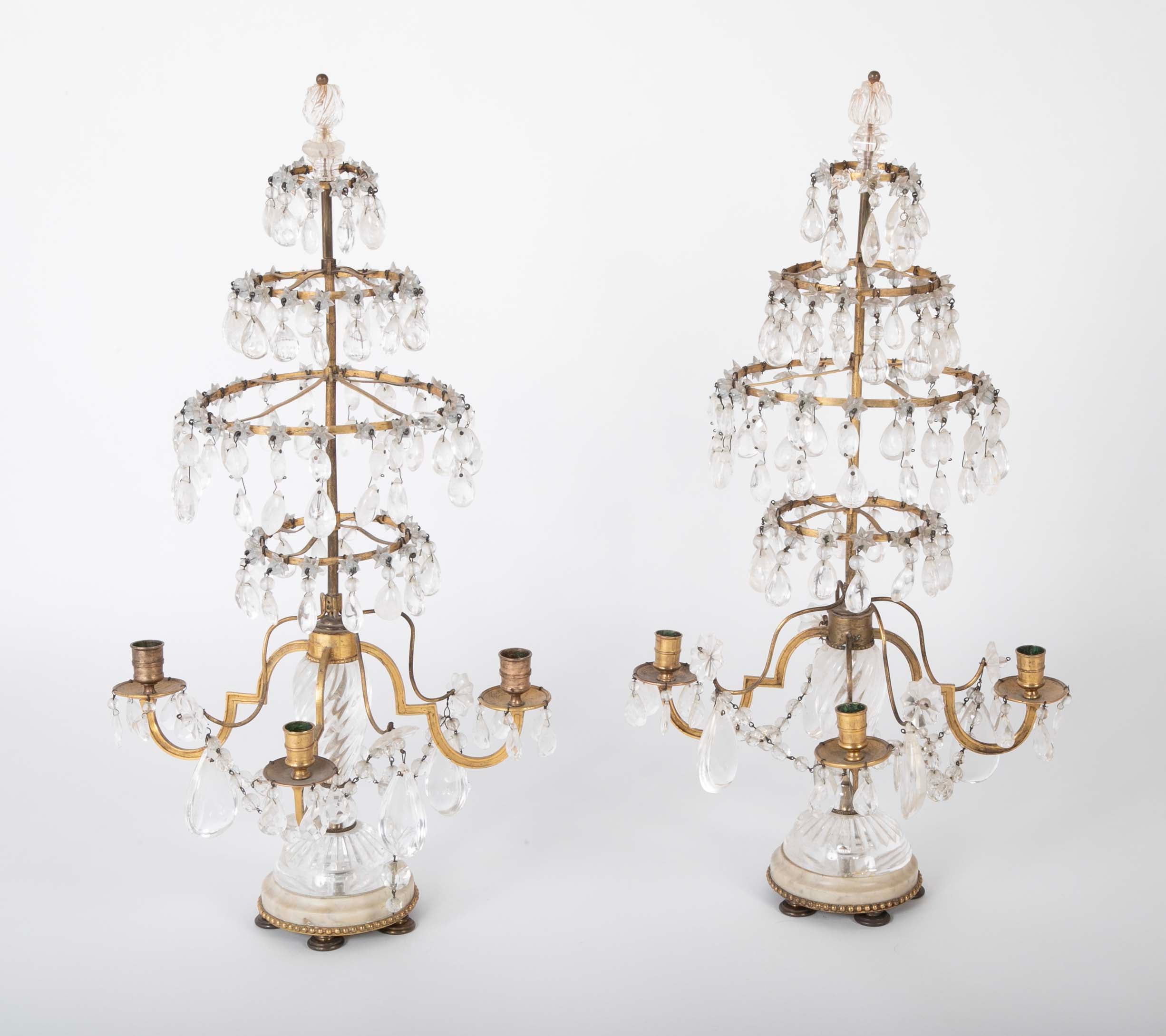 A Rare Pair of Swedish Rock Crystal & Crystal Candelabra