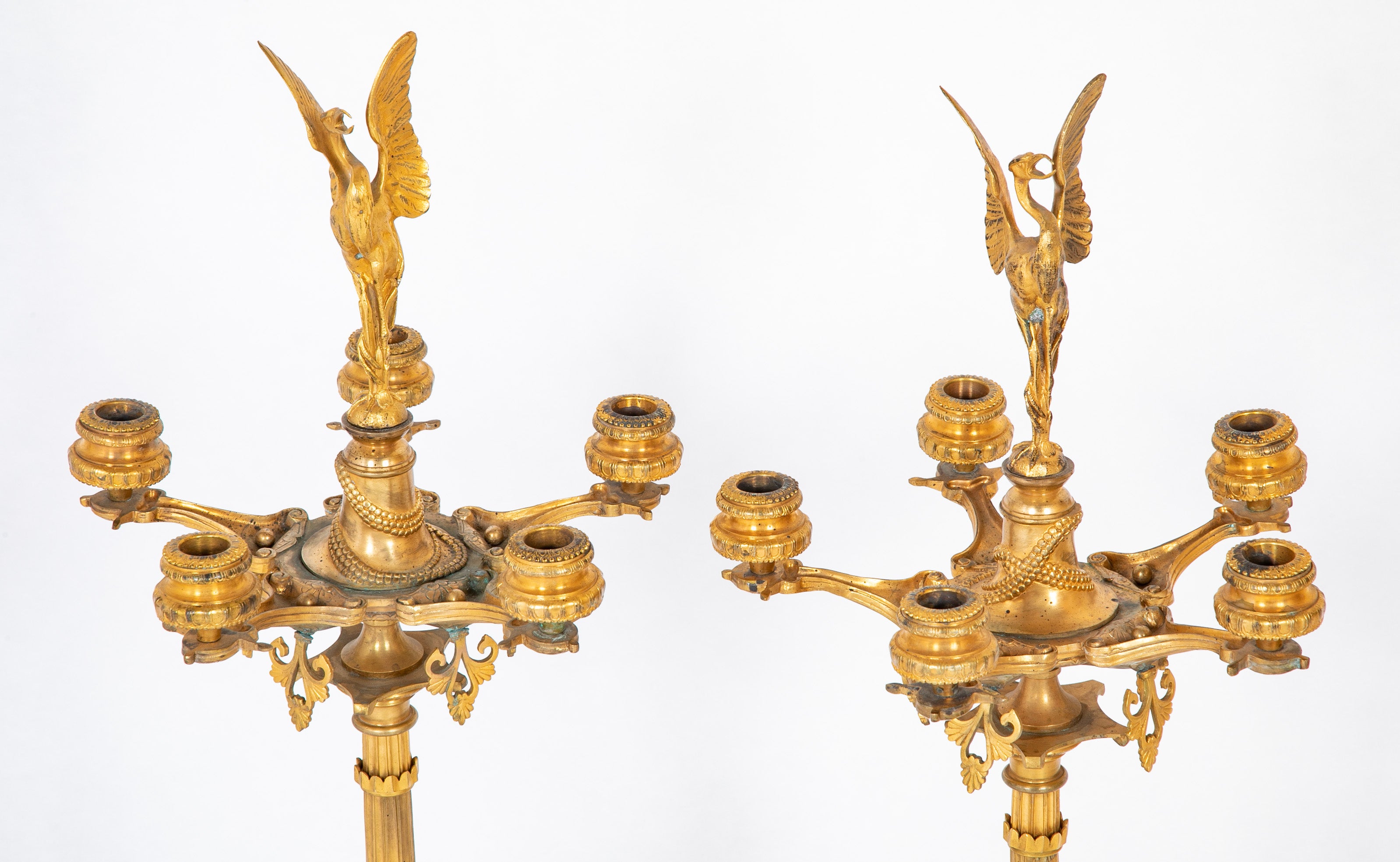 A Pair of Belle Epoque Gilt Bronze Five Arm Candelabrum