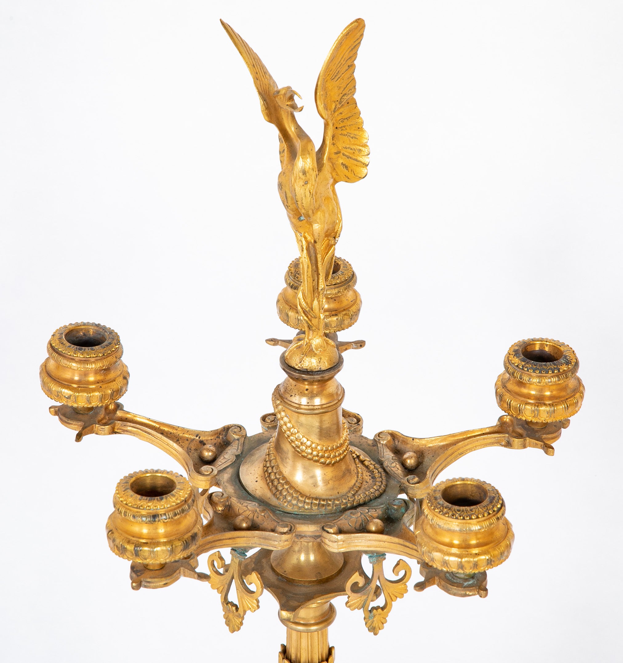 A Pair of Belle Epoque Gilt Bronze Five Arm Candelabrum