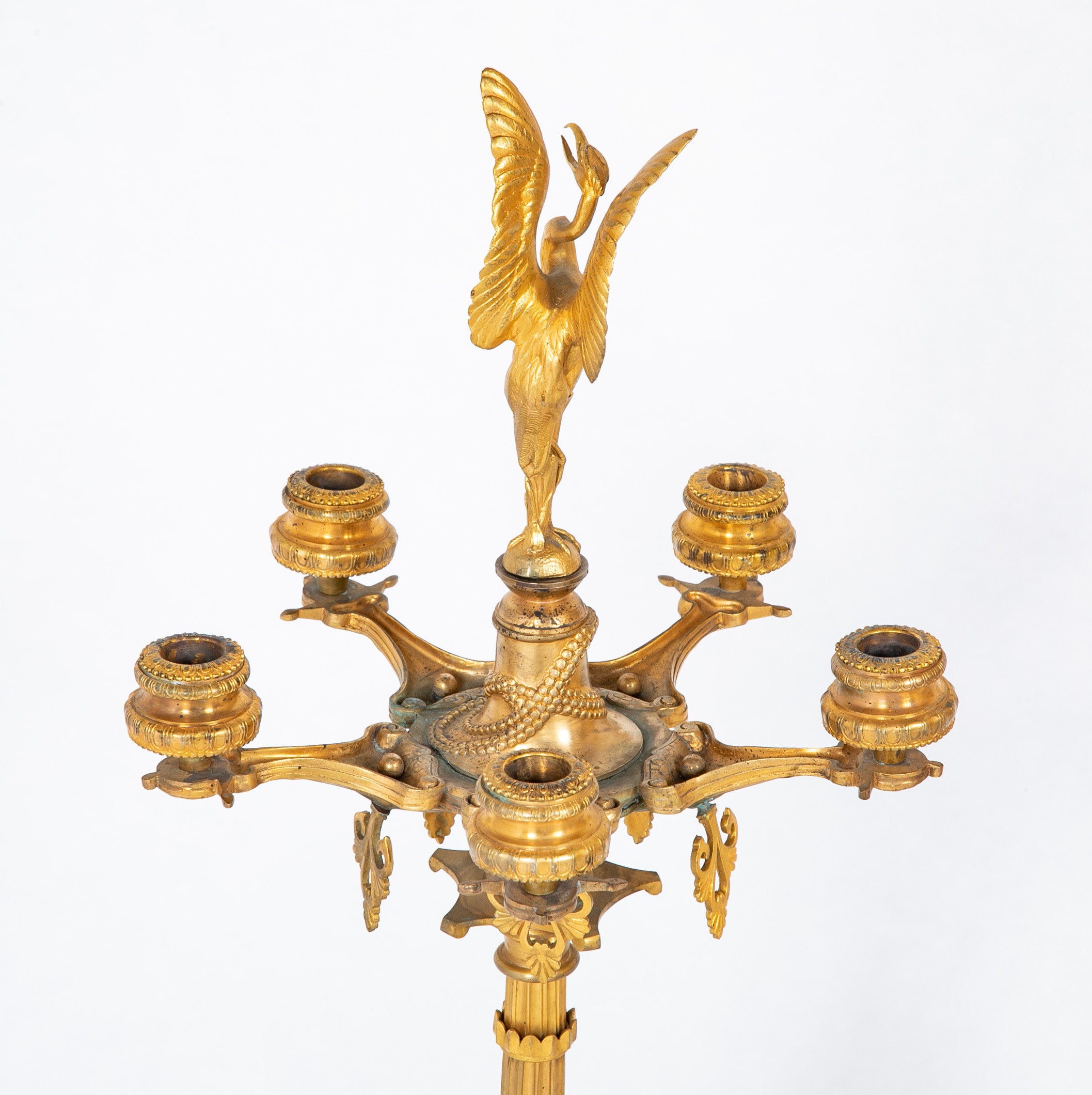 A Pair of Belle Epoque Gilt Bronze Five Arm Candelabrum